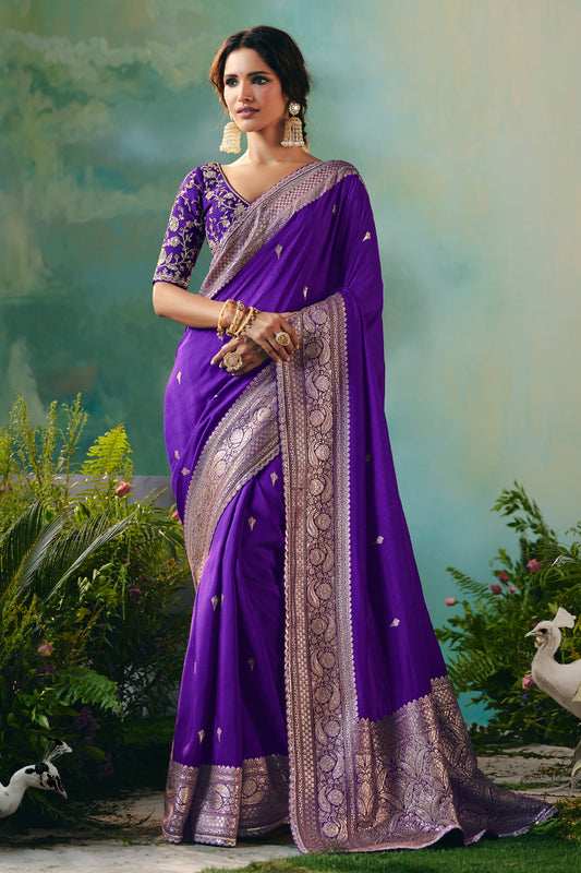 Purple Woven Viscose Silk Banarasi Saree-SAR10570_1_SareeButa.com