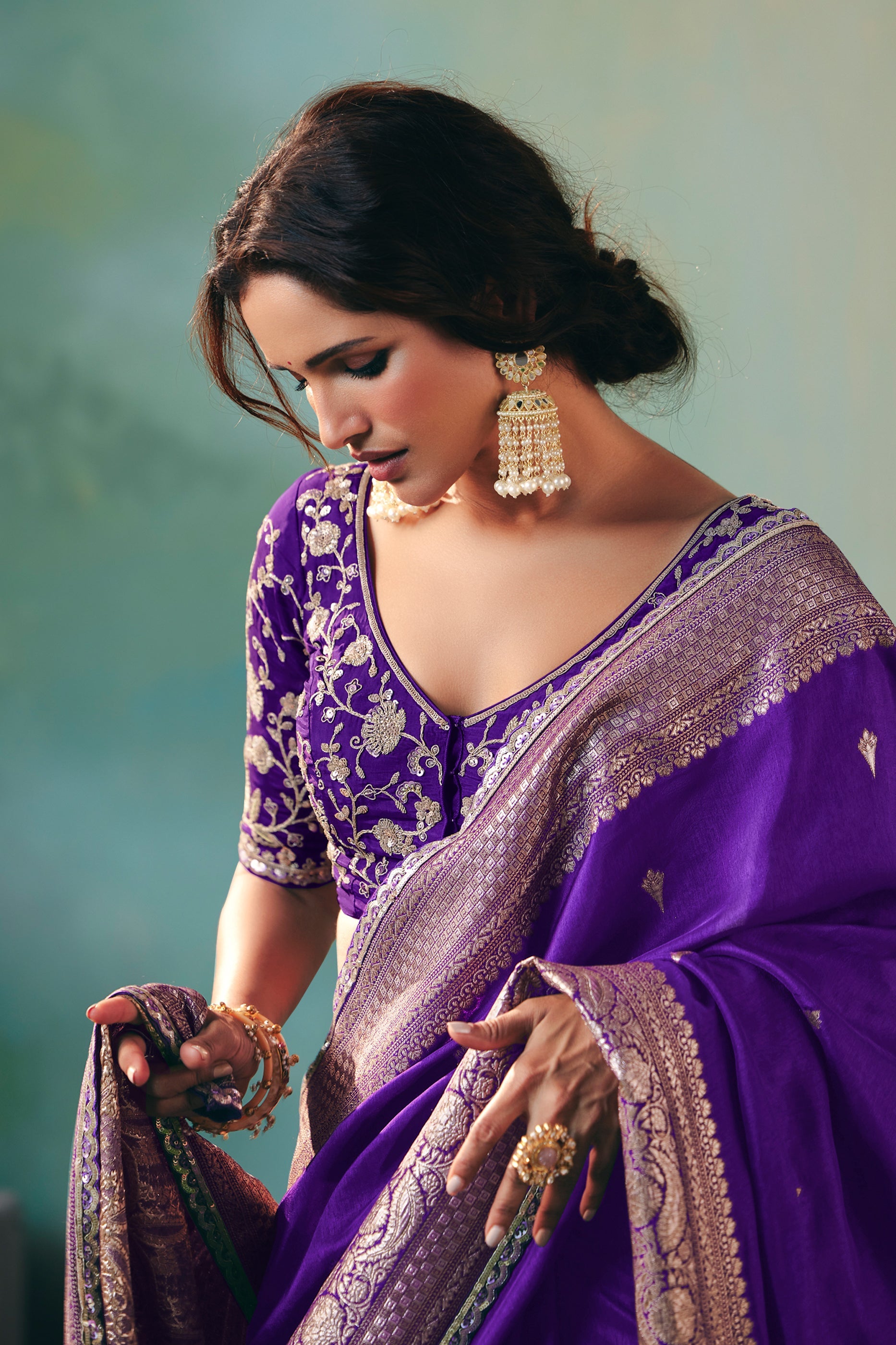 Purple Woven Viscose Silk Banarasi Saree-SAR10570_3_SareeButa.com