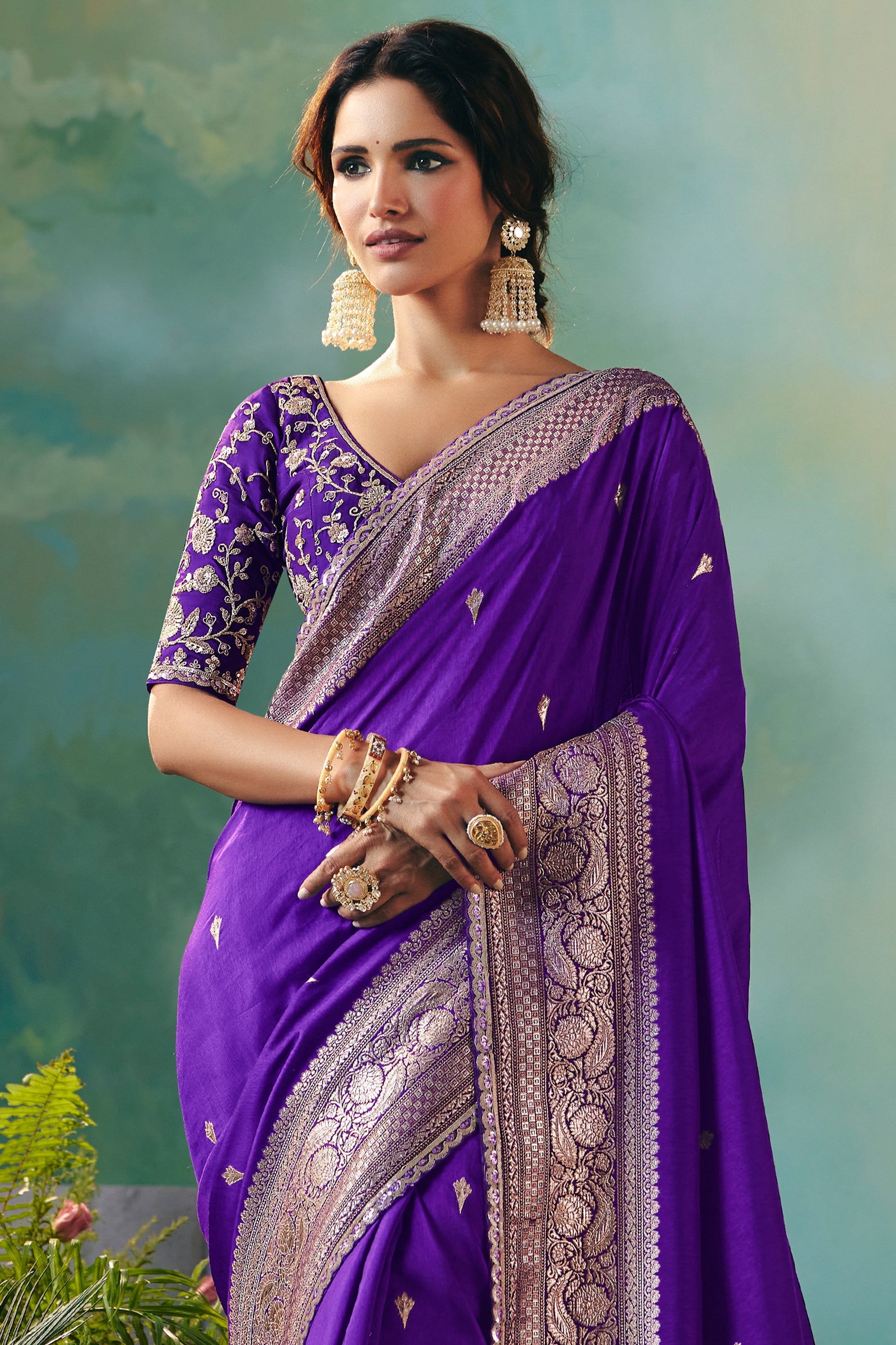 Purple Woven Viscose Silk Banarasi Saree-SAR10570_4_SareeButa.com