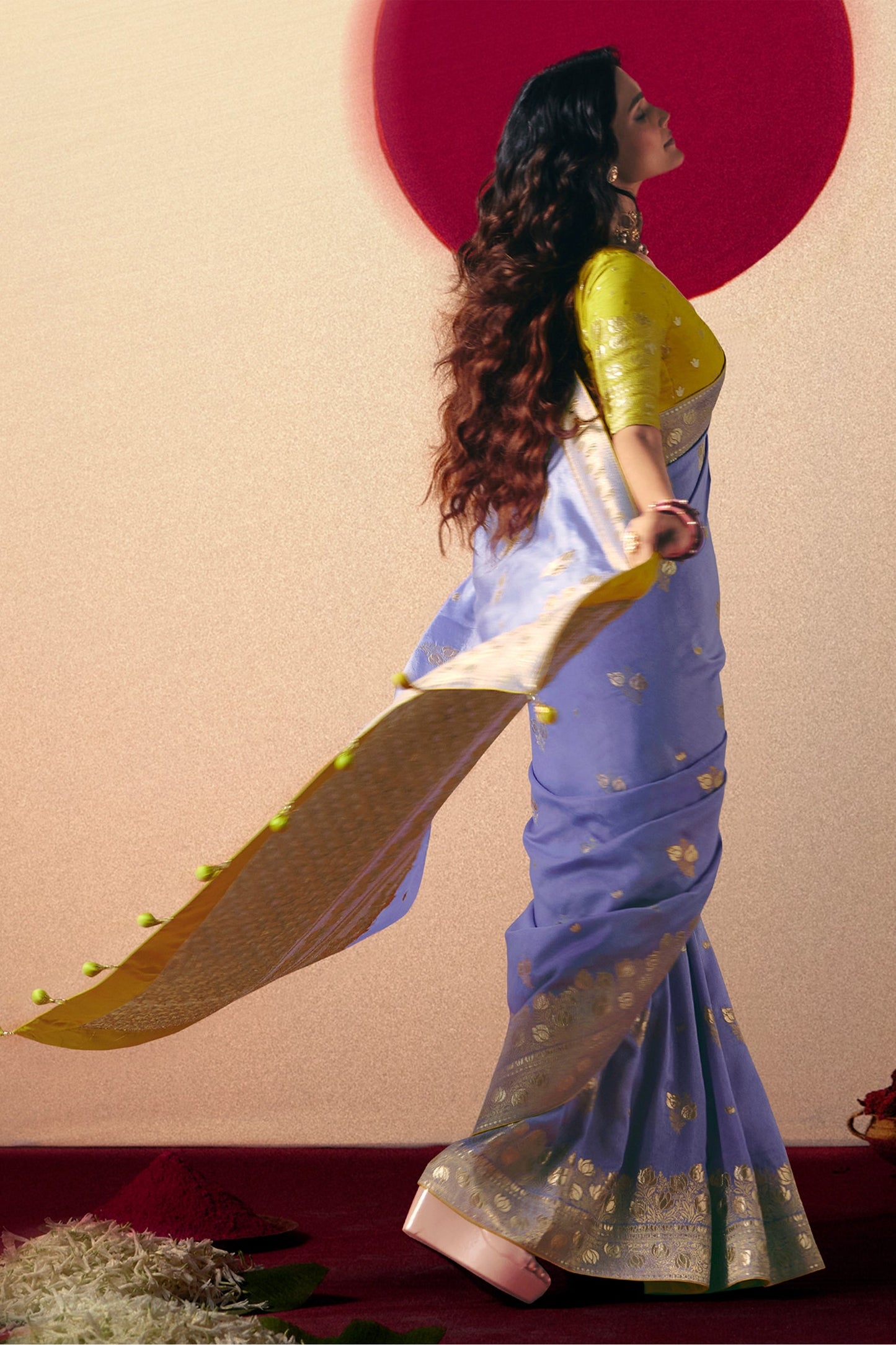 Purple Woven Viscose Silk Saree With Brocade Blouse-SAR10255_4_SareeButa.com