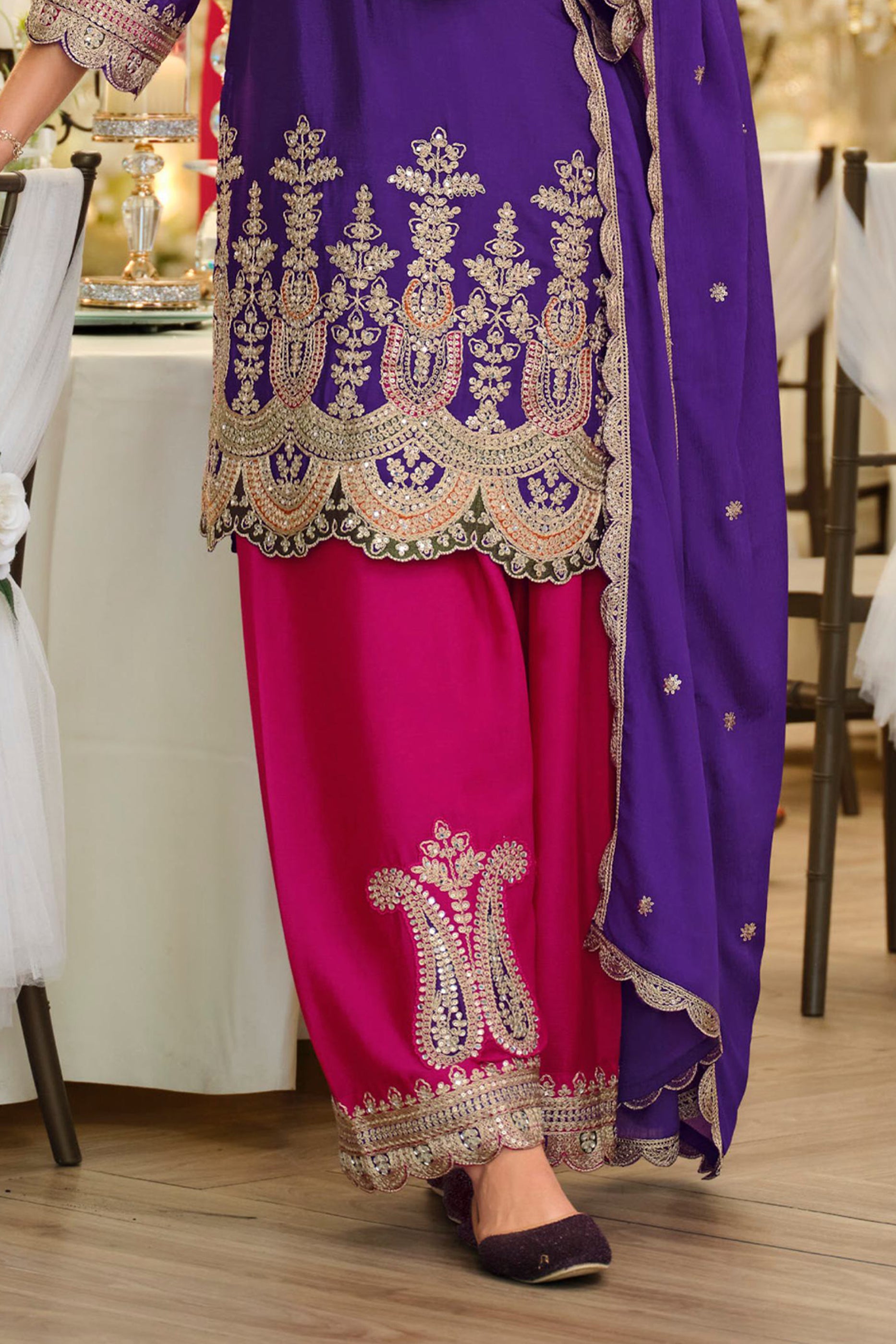 Purple and Pink Readymade Embroidered Chinon Suit-SAR11674_5_SareeButa.com