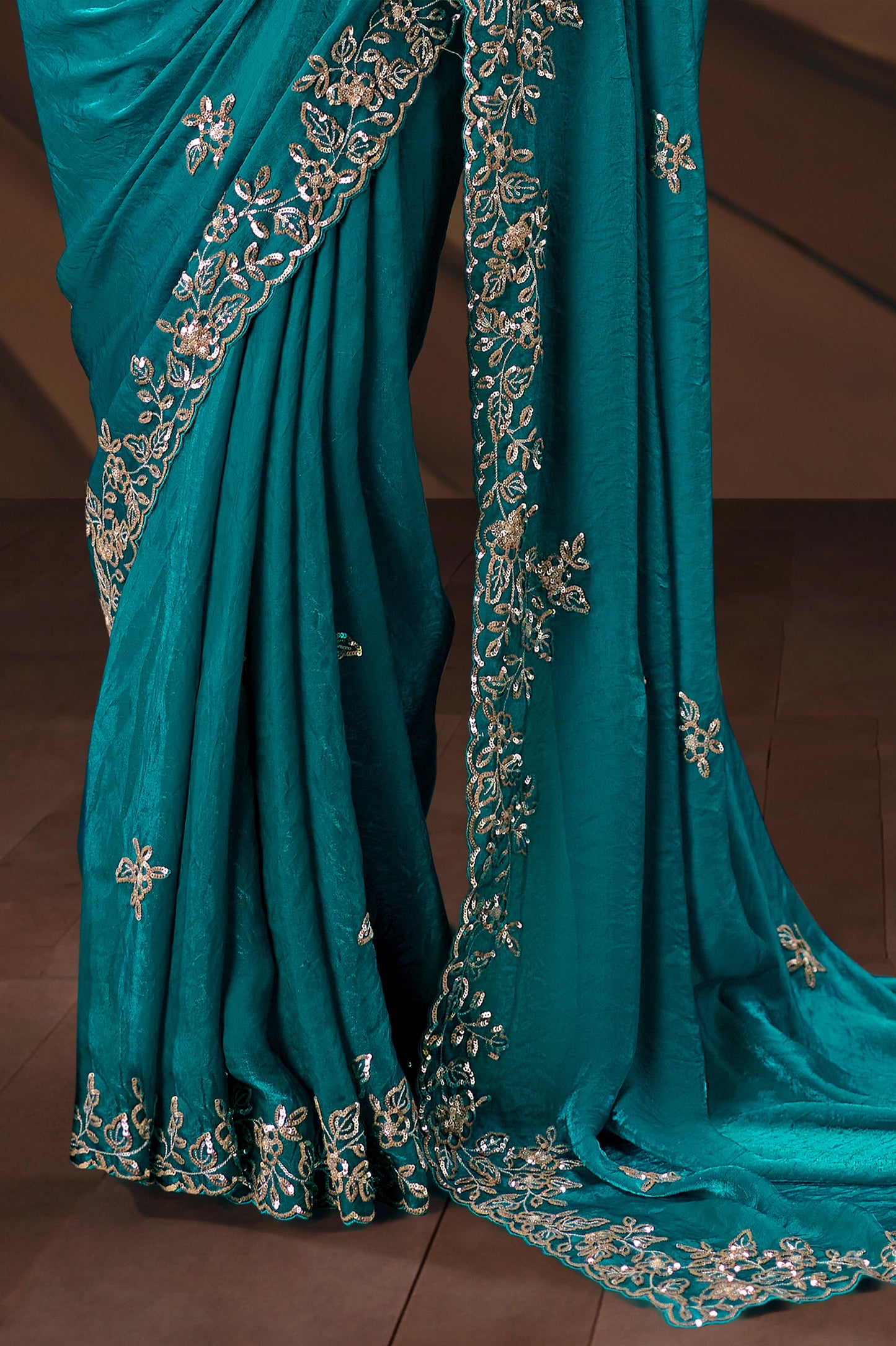 Rama Blue Embroidered Organza Saree-SAR12035_5_SareeButa.com