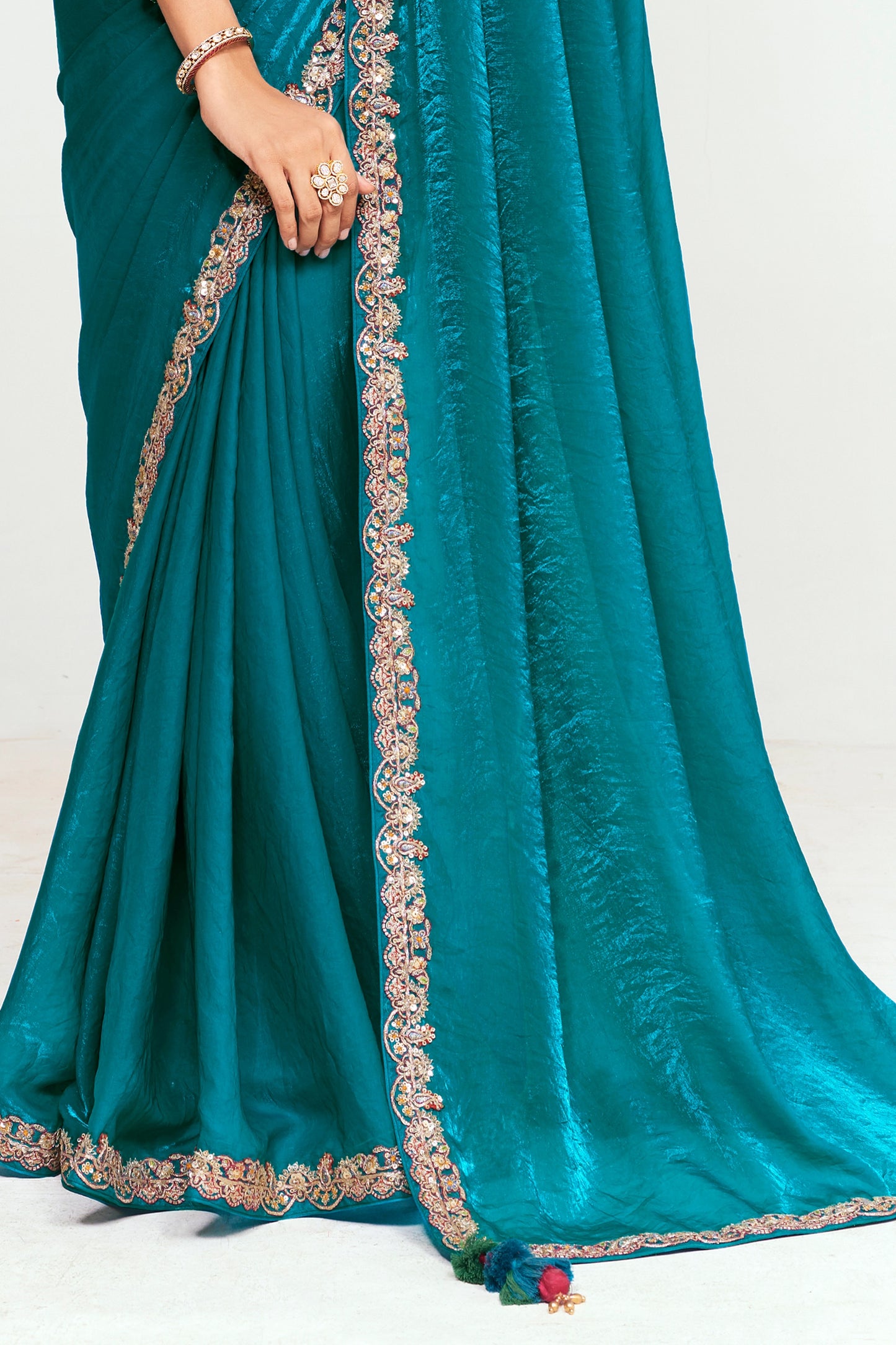 Rama Blue Embroidered Satin Organza Saree-SAR12250_5_SareeButa.com