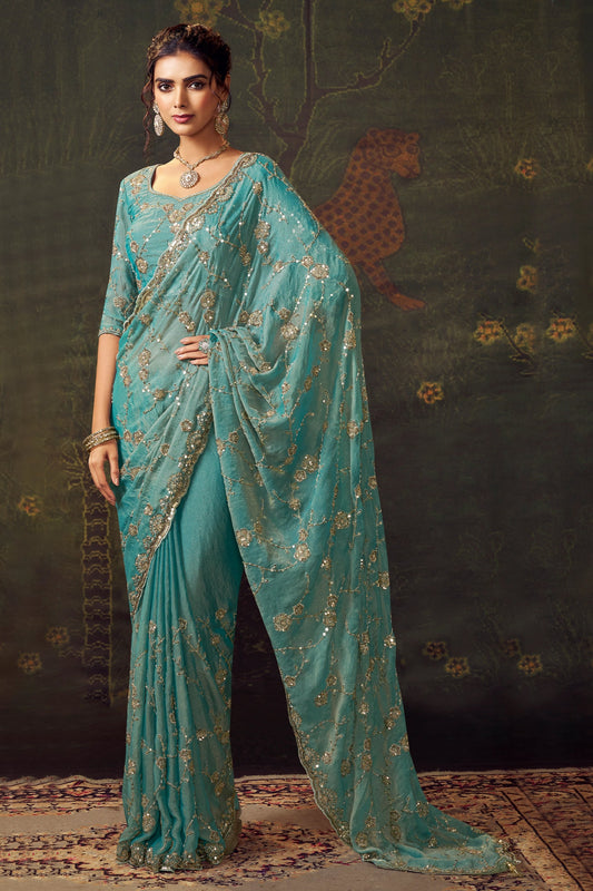 Rama Blue Embroidered Tissue Saree-SAR11173_1_SareeButa.com