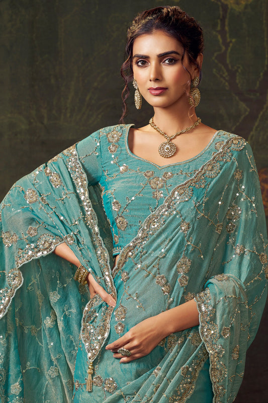 Rama Blue Embroidered Tissue Saree-SAR11173_2_SareeButa.com