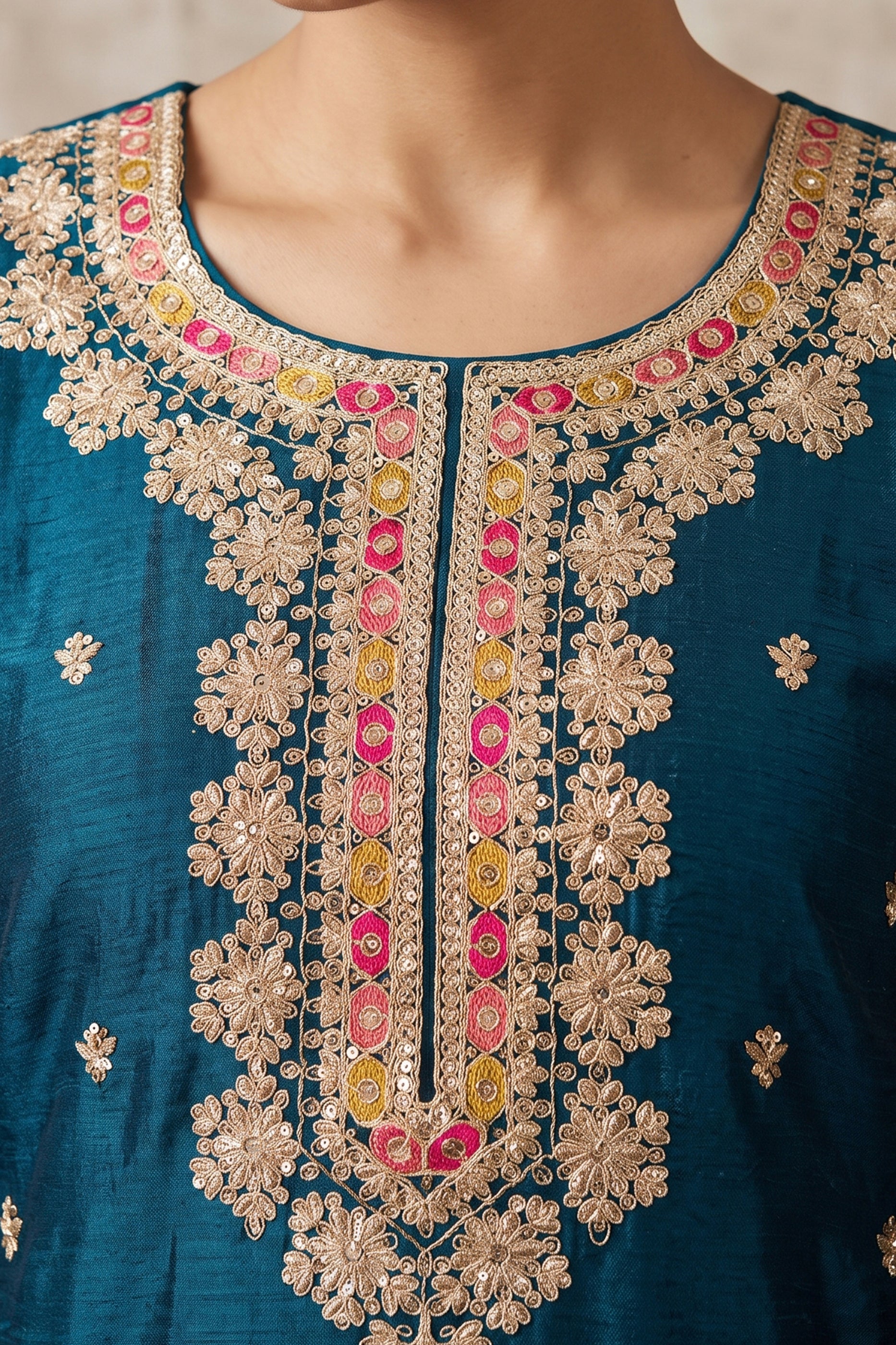 Rama Blue Readymade Embroidered Chinon Suit-SAR13037_4_SareeButa.com