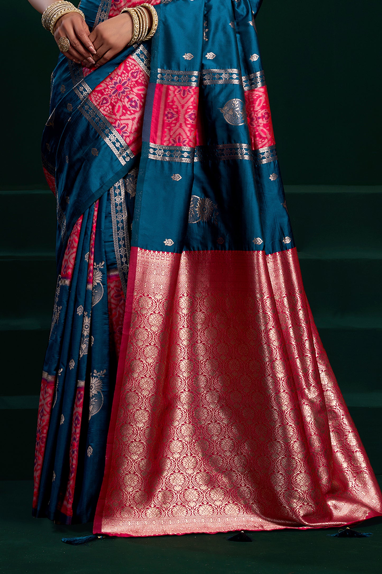 Rama Blue Woven Silk Saree-SAR12706_5_SareeButa.com