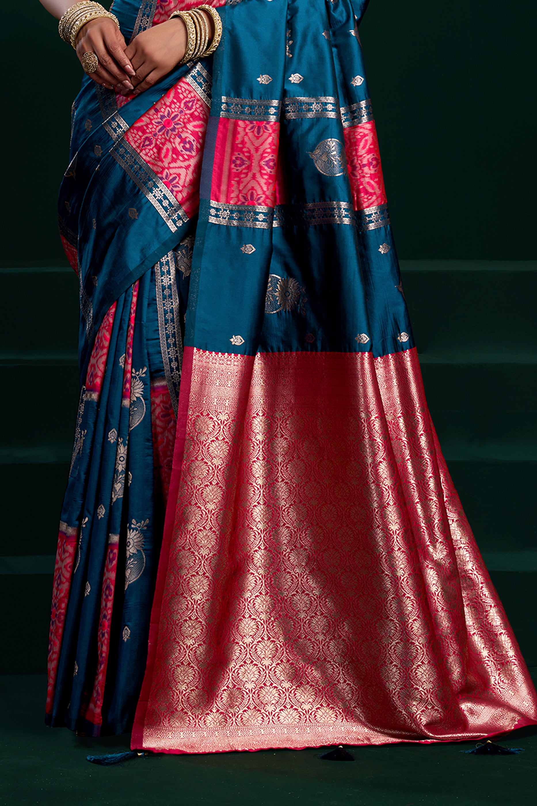 Rama Blue Woven Silk Saree-SAR12706_5_SareeButa.com