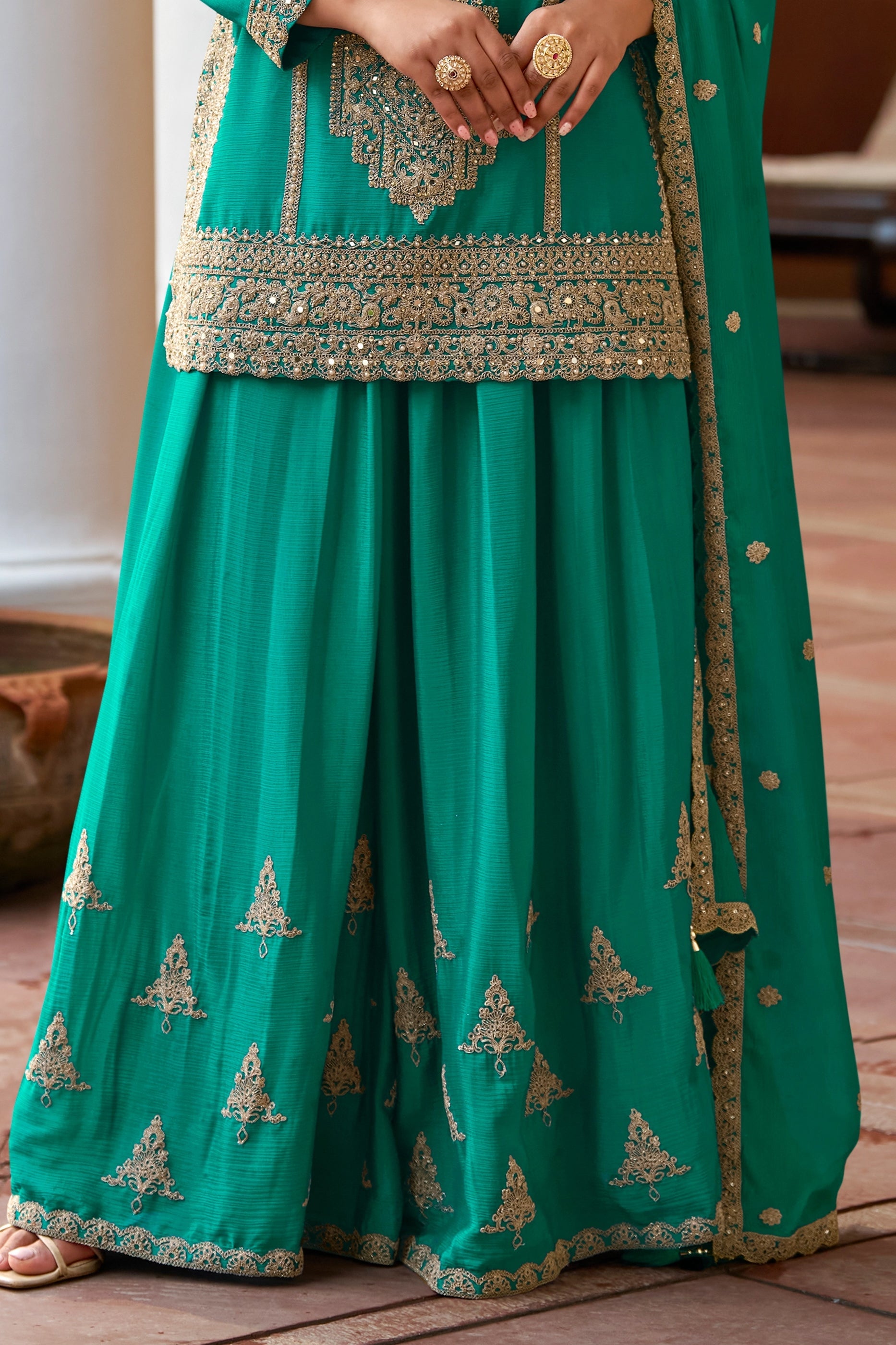 Rama Green Readymade Embroidered Chinon Suit-SAR10916_5_SareeButa.com