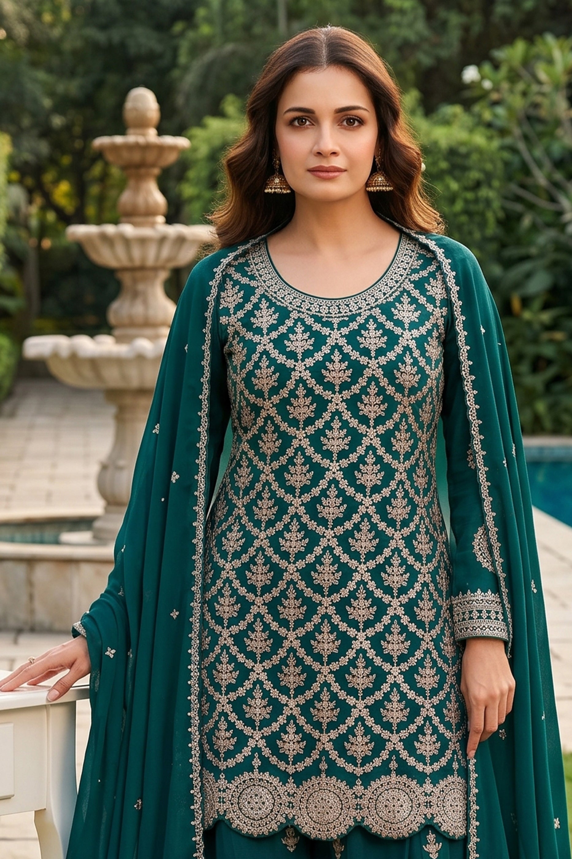 Rama Green Readymade Embroidered Chinon Suit-SAR12993_6_SareeButa.com