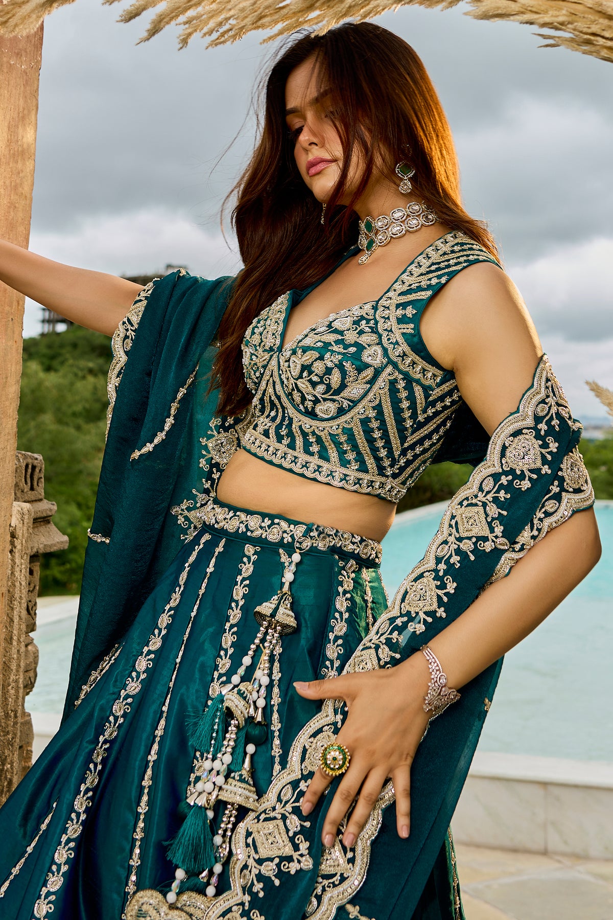 Rama Green Readymade Embroidered Silk Lehenga-SAR12874_2_SareeButa.com
