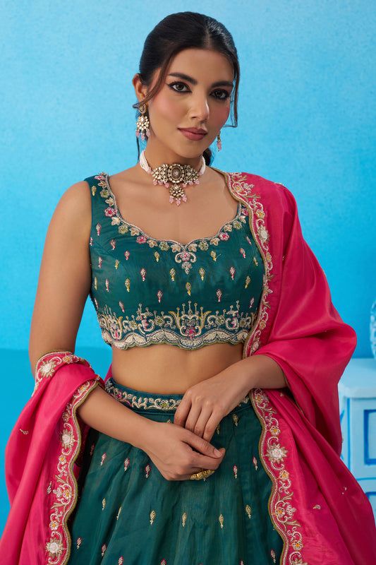 Rama Green Readymade Embroidered Silk Lehenga-SAR12904_2_SareeButa.com
