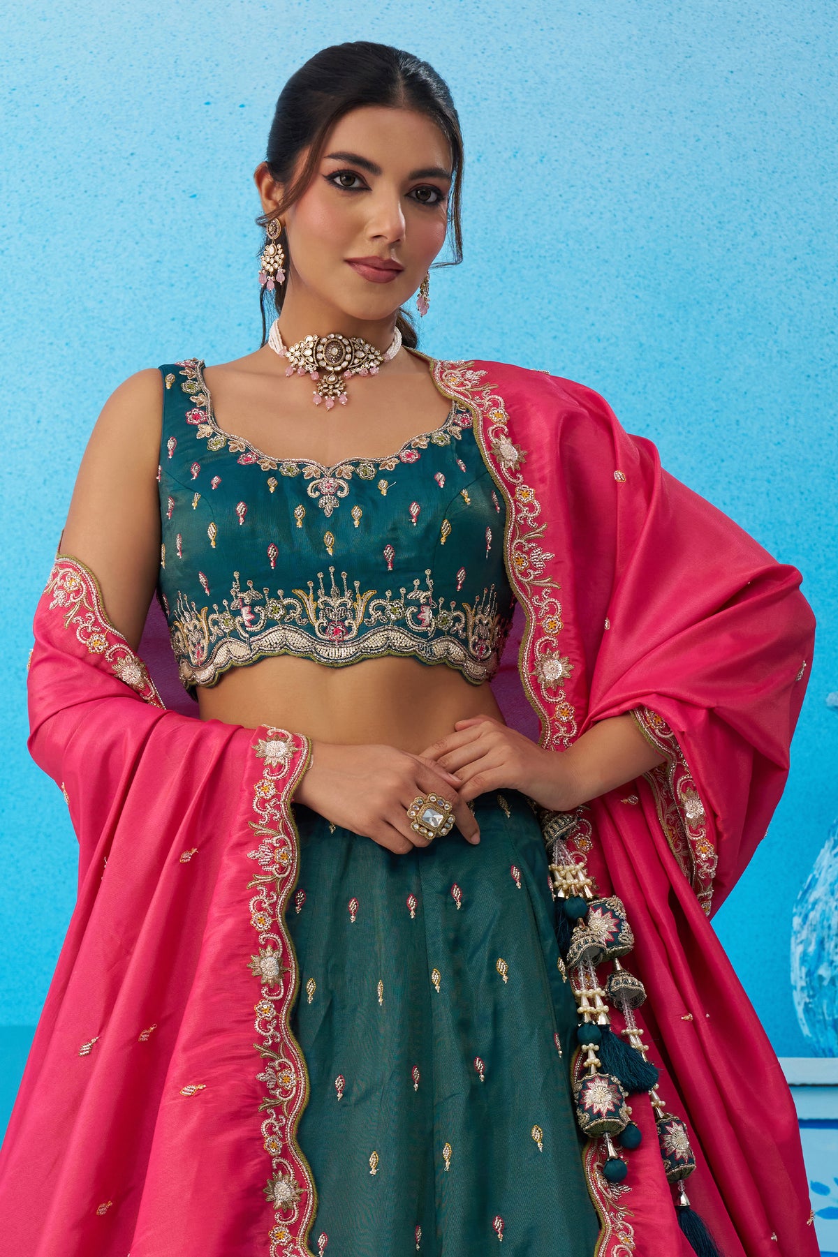 Rama Green Readymade Embroidered Silk Lehenga-SAR12904_6_SareeButa.com