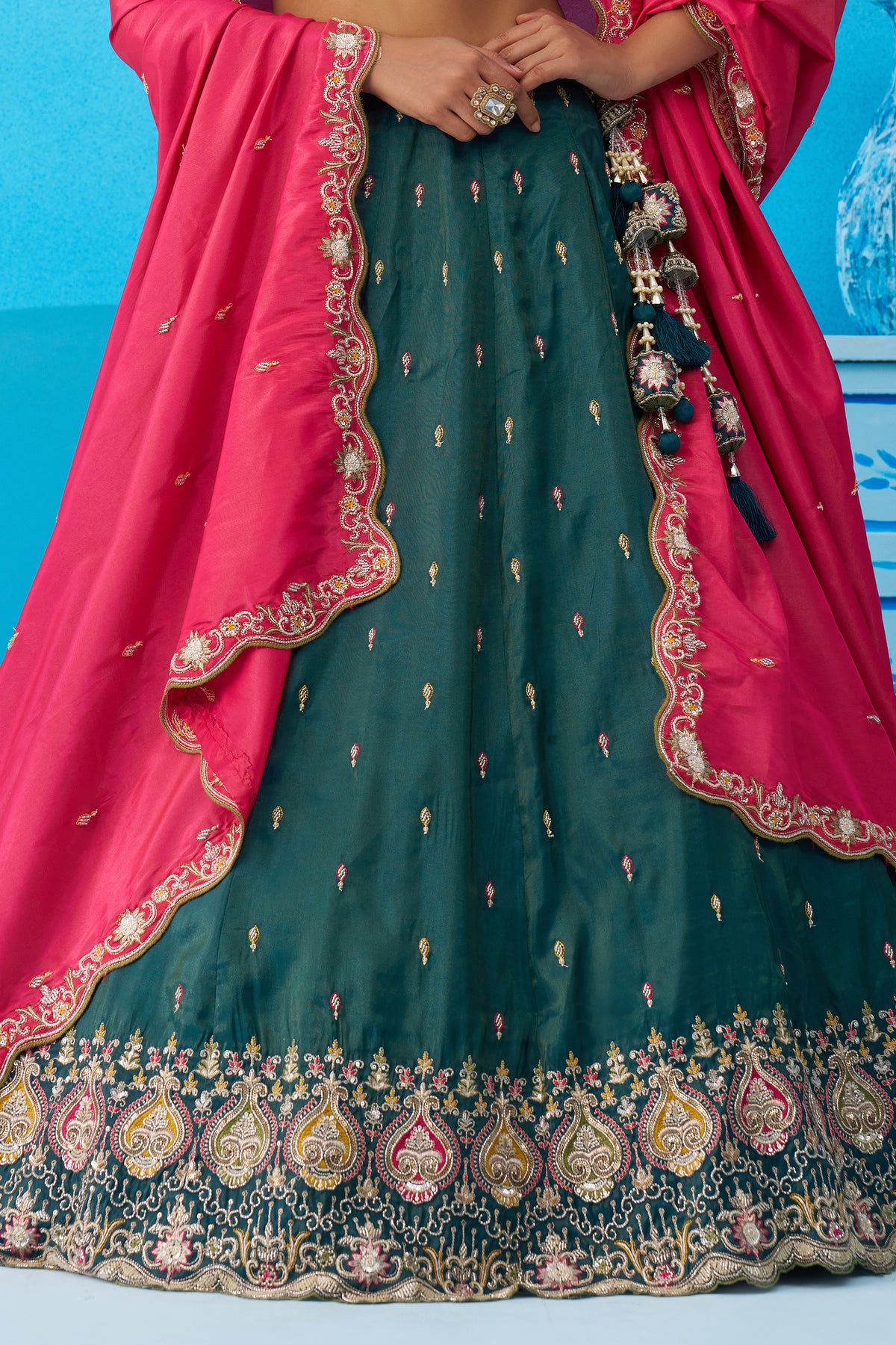Rama Green Readymade Embroidered Silk Lehenga-SAR12904_7_SareeButa.com