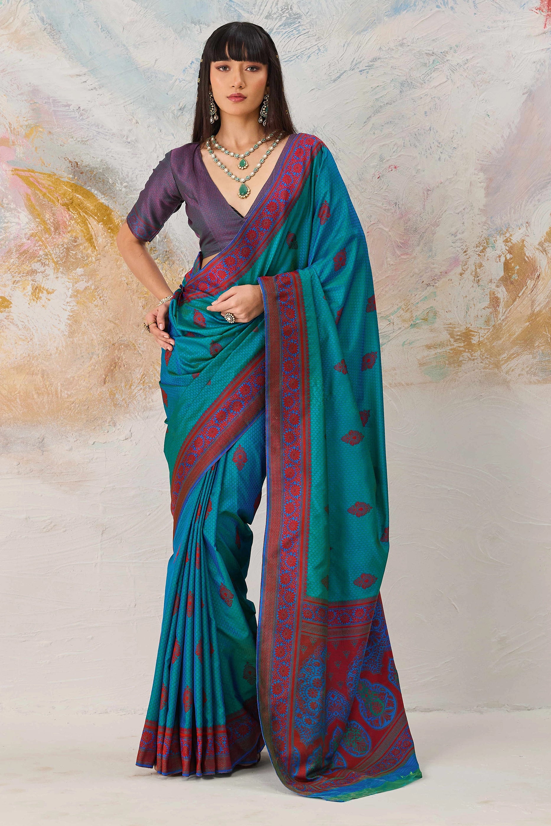Rama Green Woven Silk Saree-SAR12315_1_SareeButa.com