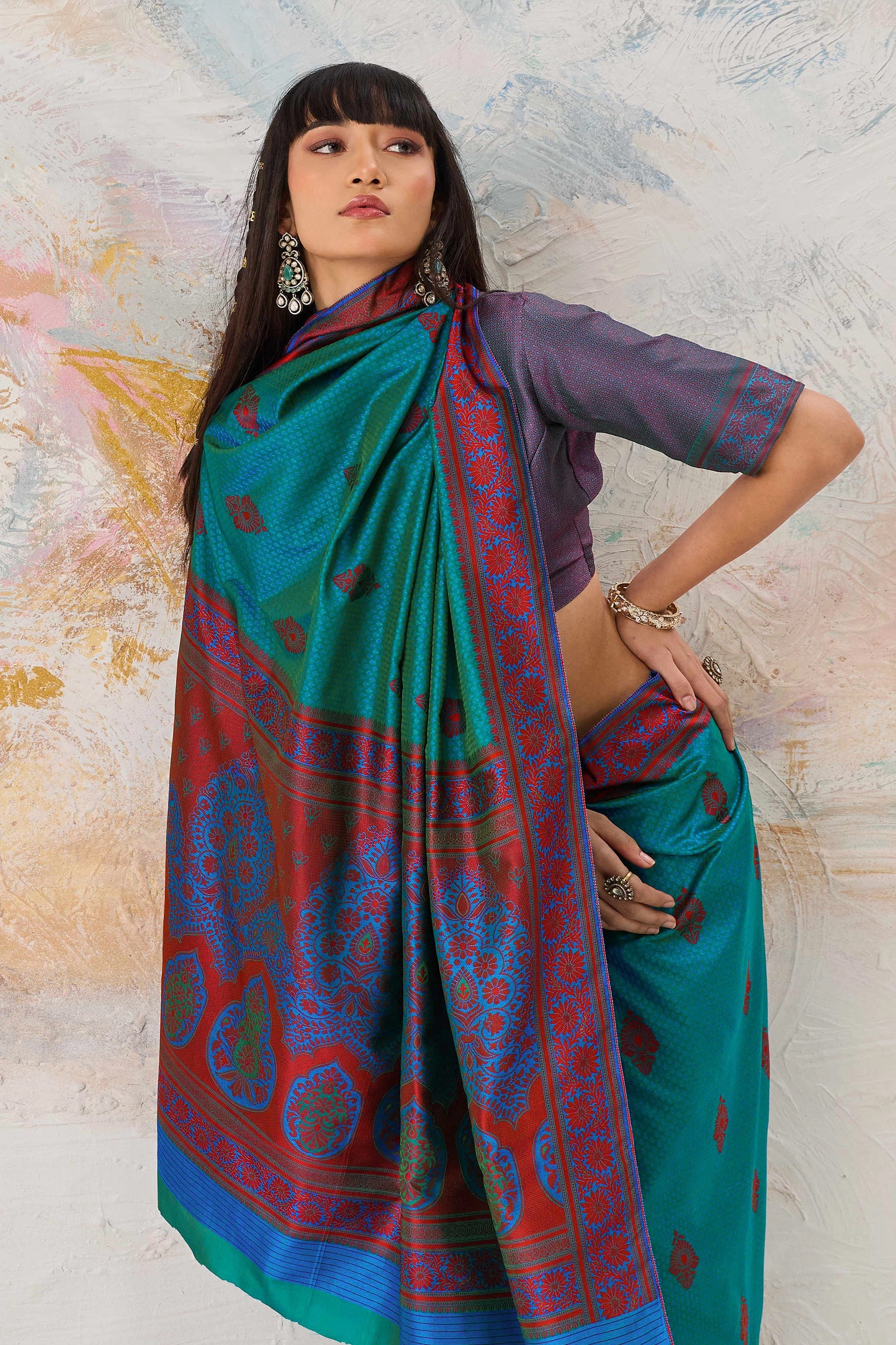 Rama Green Woven Silk Saree-SAR12315_2_SareeButa.com
