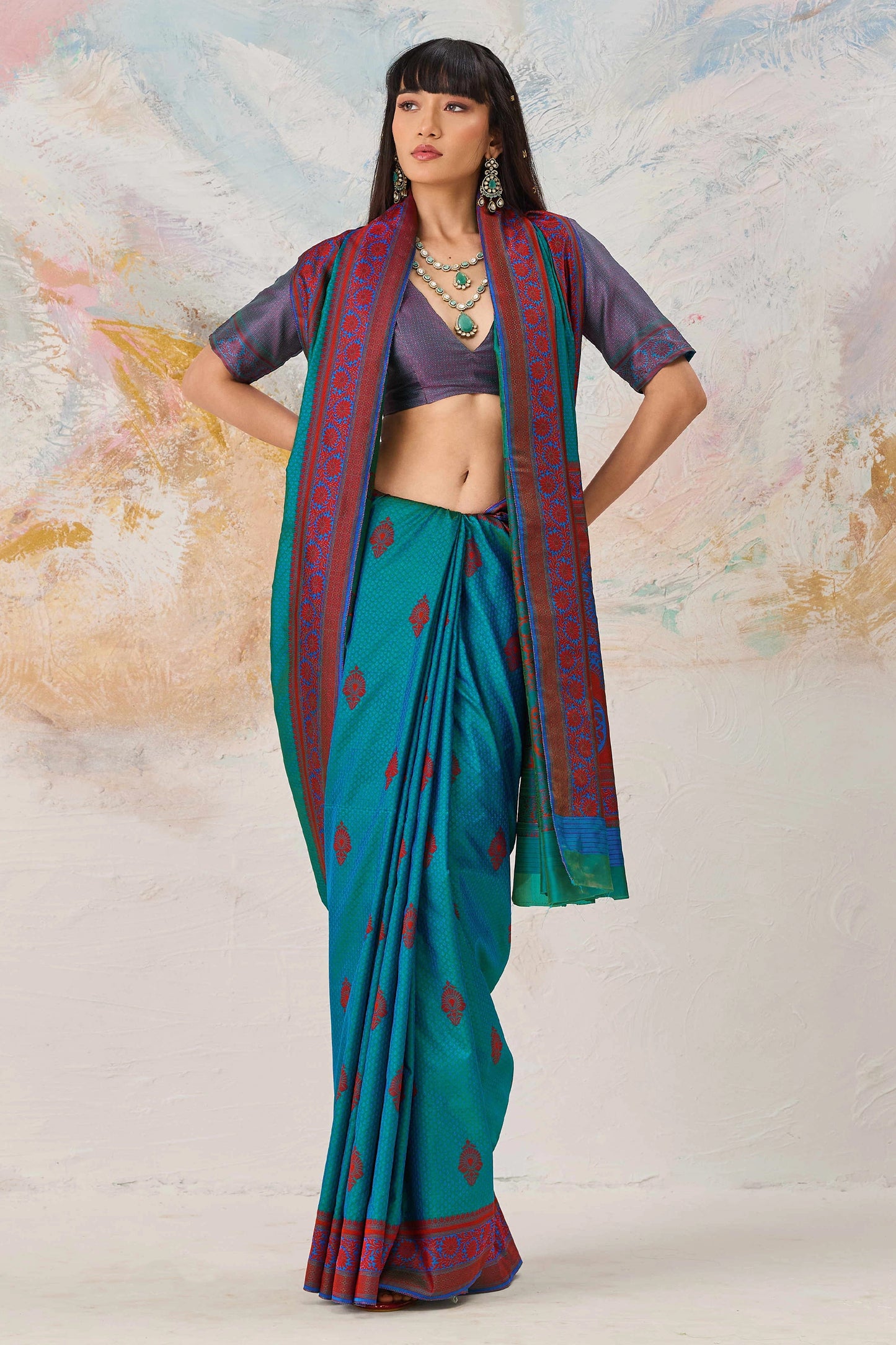 Rama Green Woven Silk Saree-SAR12315_3_SareeButa.com