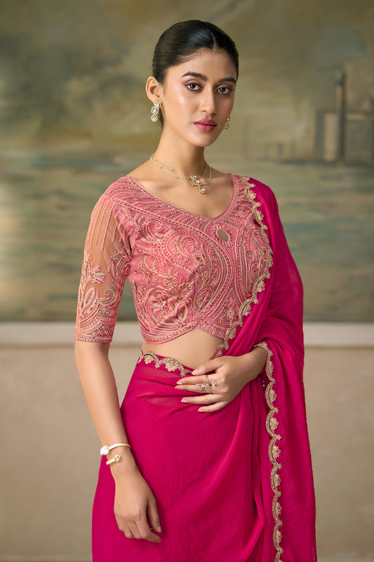 Rani Pink Embroidered Georgette Saree-SAR13169_2_SareeButa.com