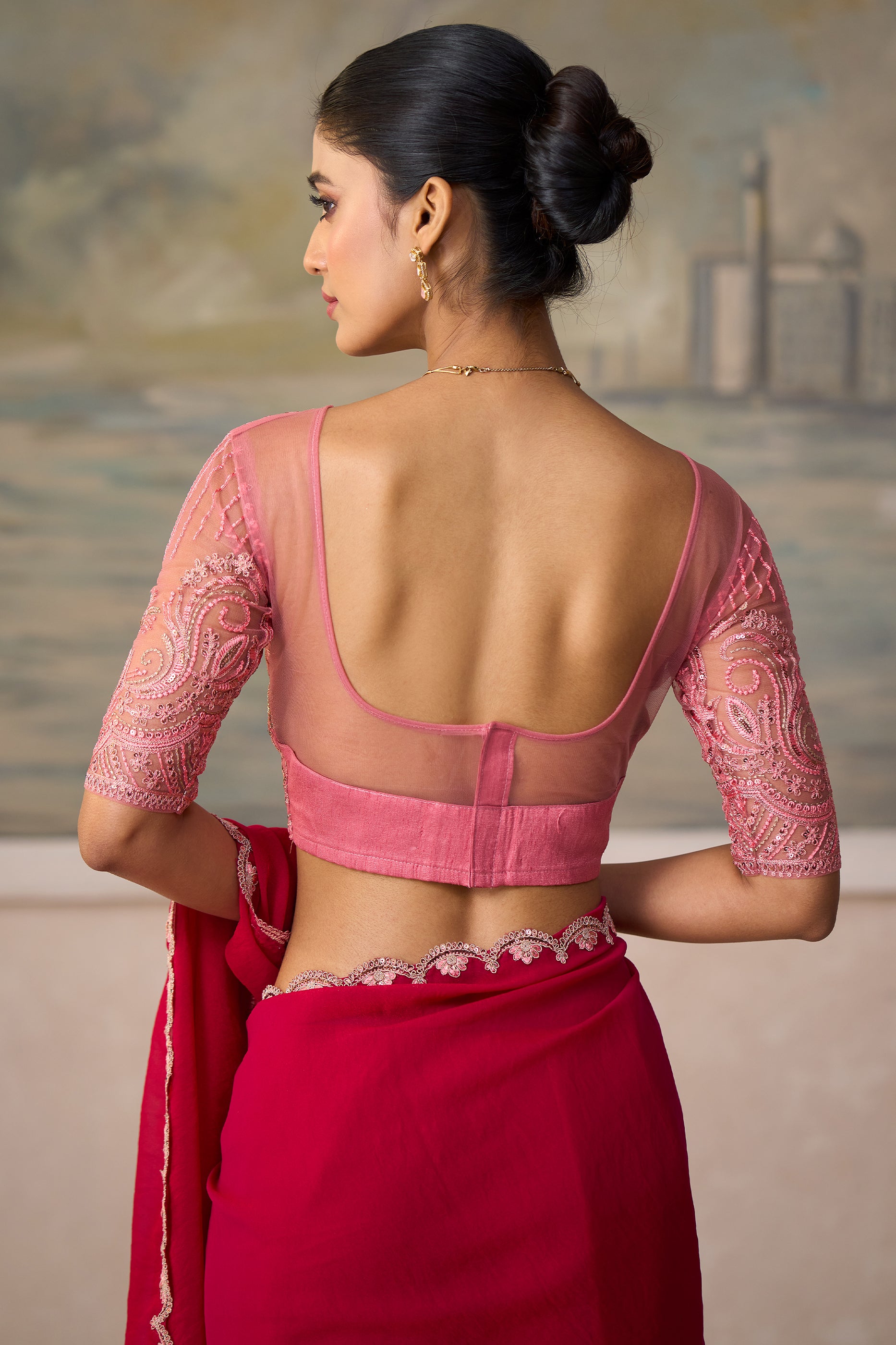Rani Pink Embroidered Georgette Saree-SAR13169_4_SareeButa.com
