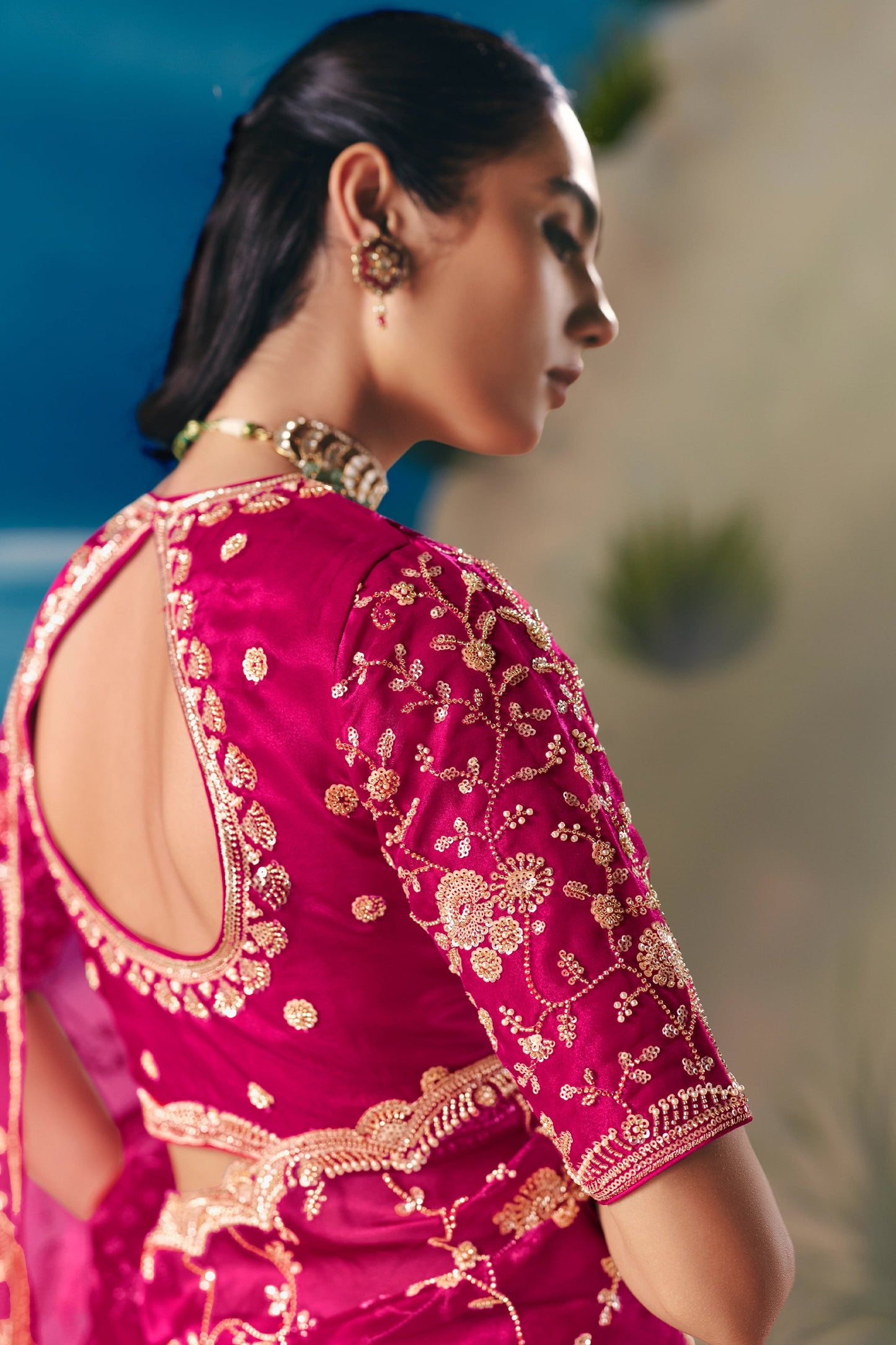 Rani Pink Embroidered Satin Organza Saree-SAR11040_4_SareeButa.com