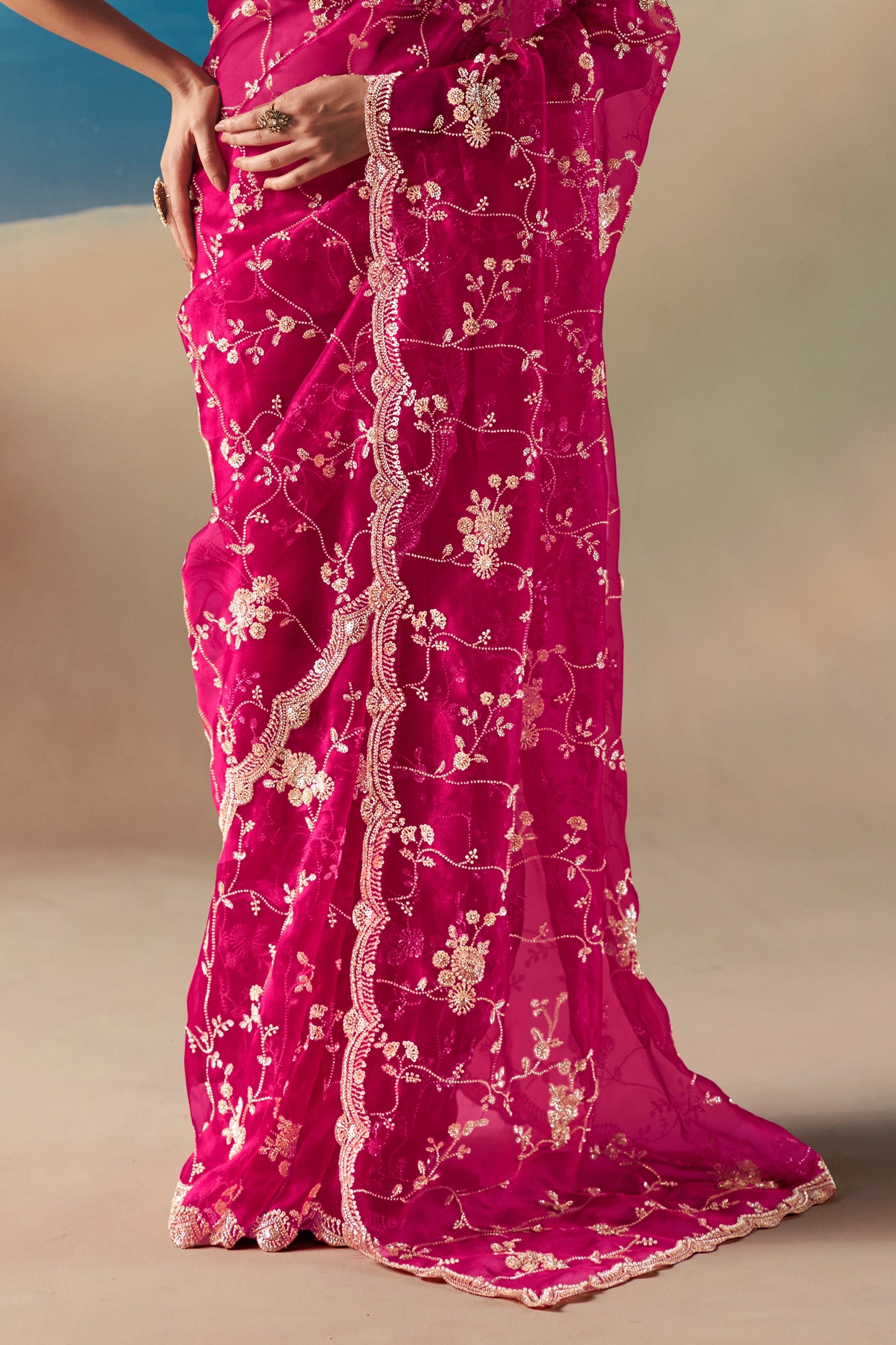 Rani Pink Embroidered Satin Organza Saree-SAR11040_5_SareeButa.com