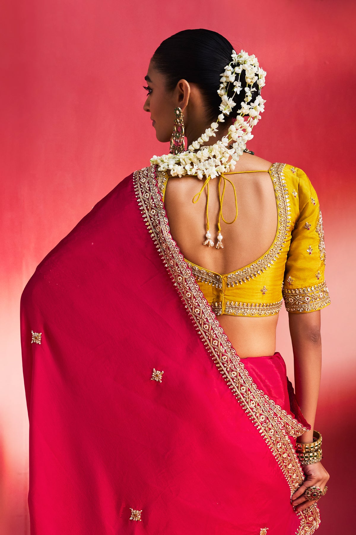 Rani Pink Embroidered Silk Heavy Border Sequins Saree-SAR13303_3_SareeButa.com