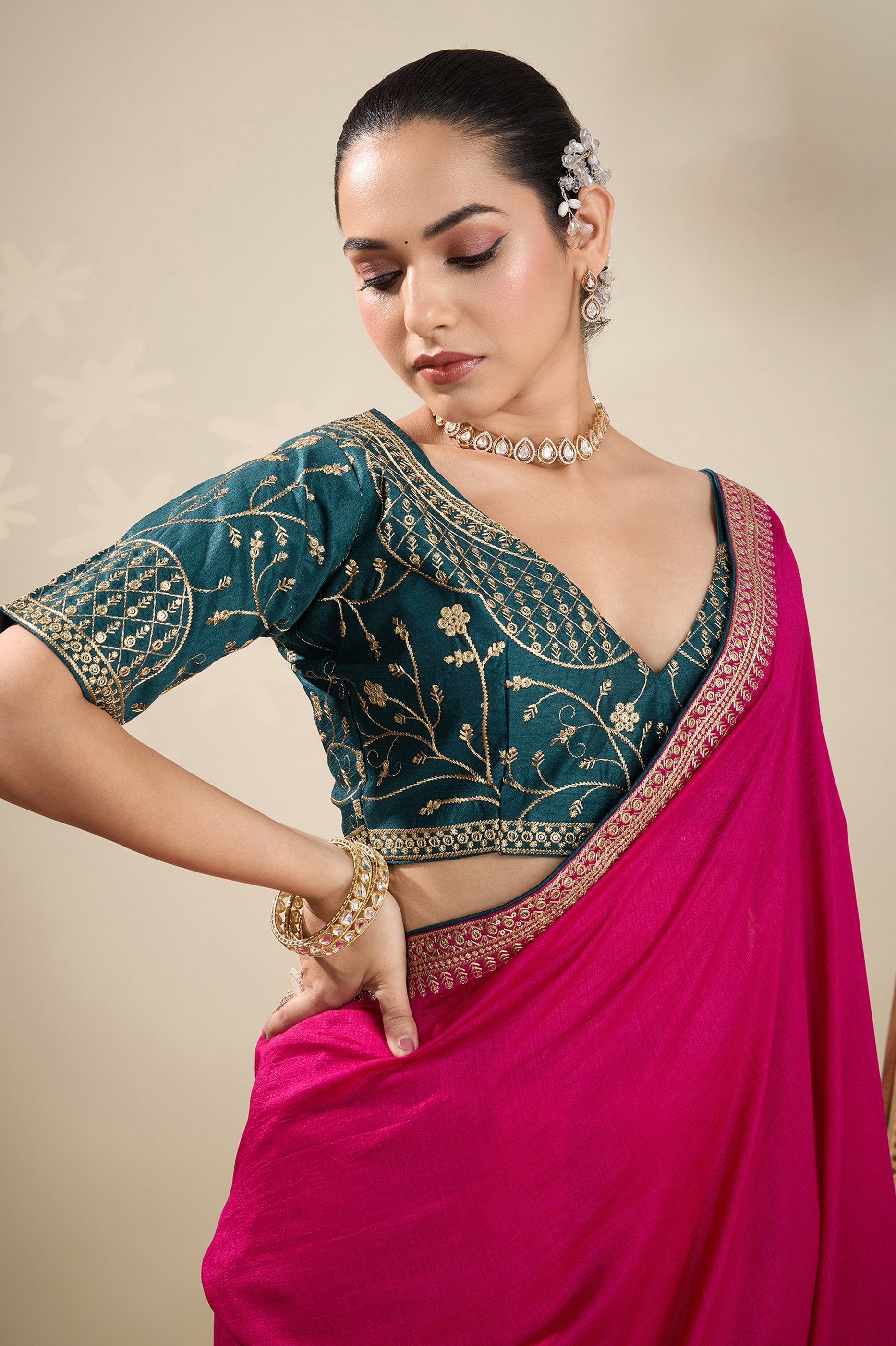 Rani Pink Embroidered Silk Saree-SAR10632_2_SareeButa.com