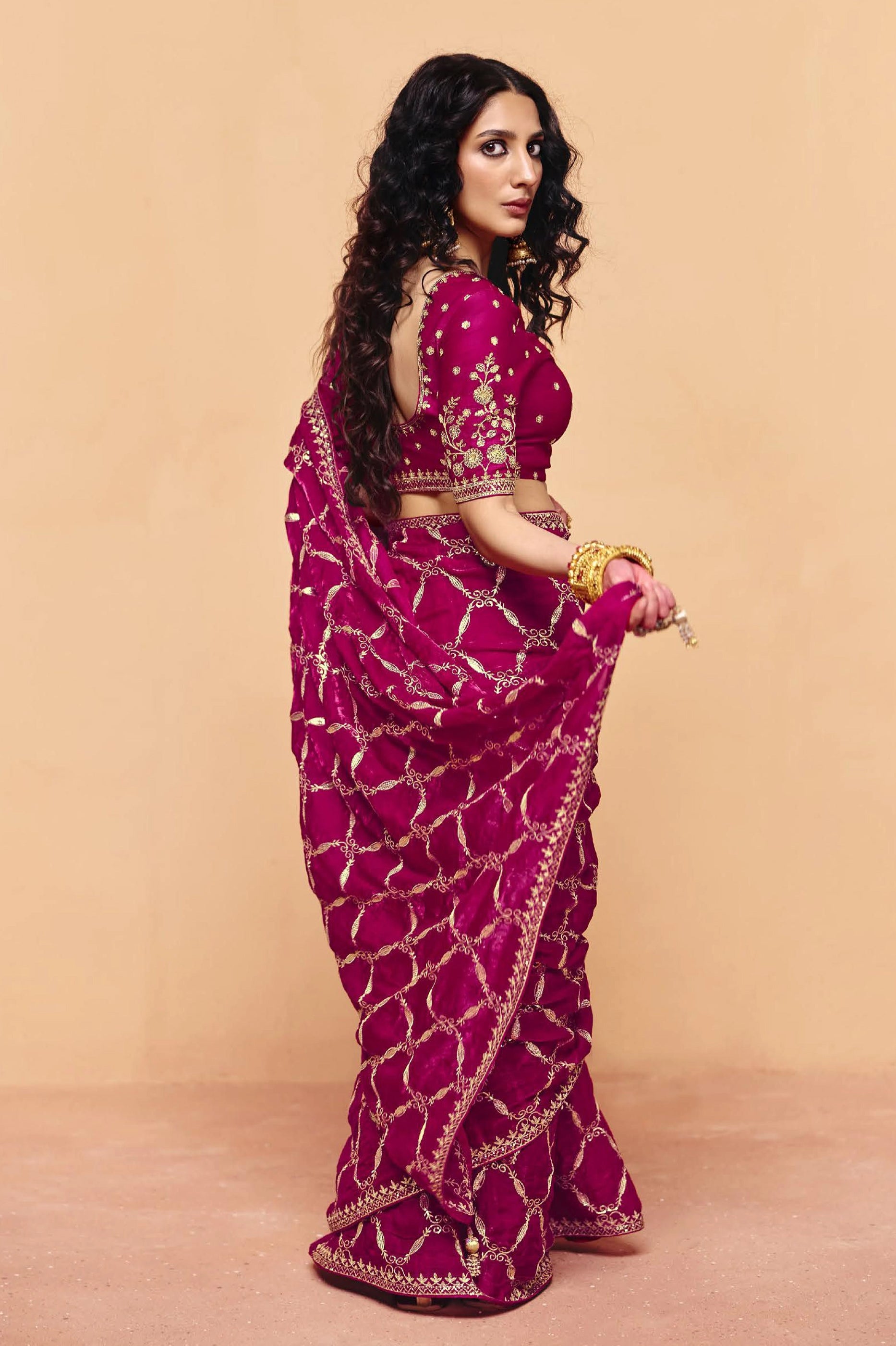 Rani Pink Embroidered Silk Saree-SAR12267_3_SareeButa.com