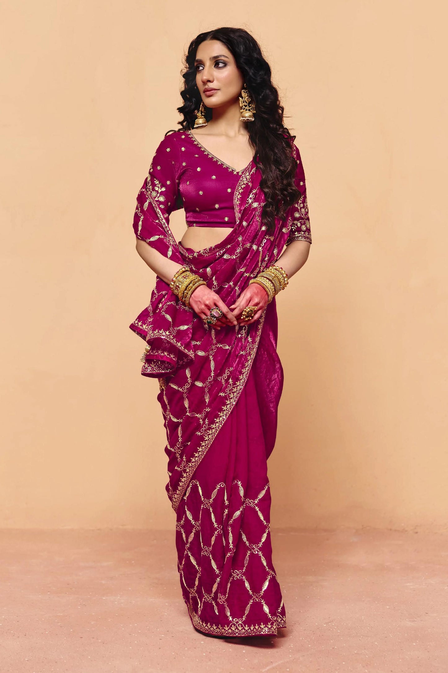 Rani Pink Embroidered Silk Saree-SAR12267_4_SareeButa.com