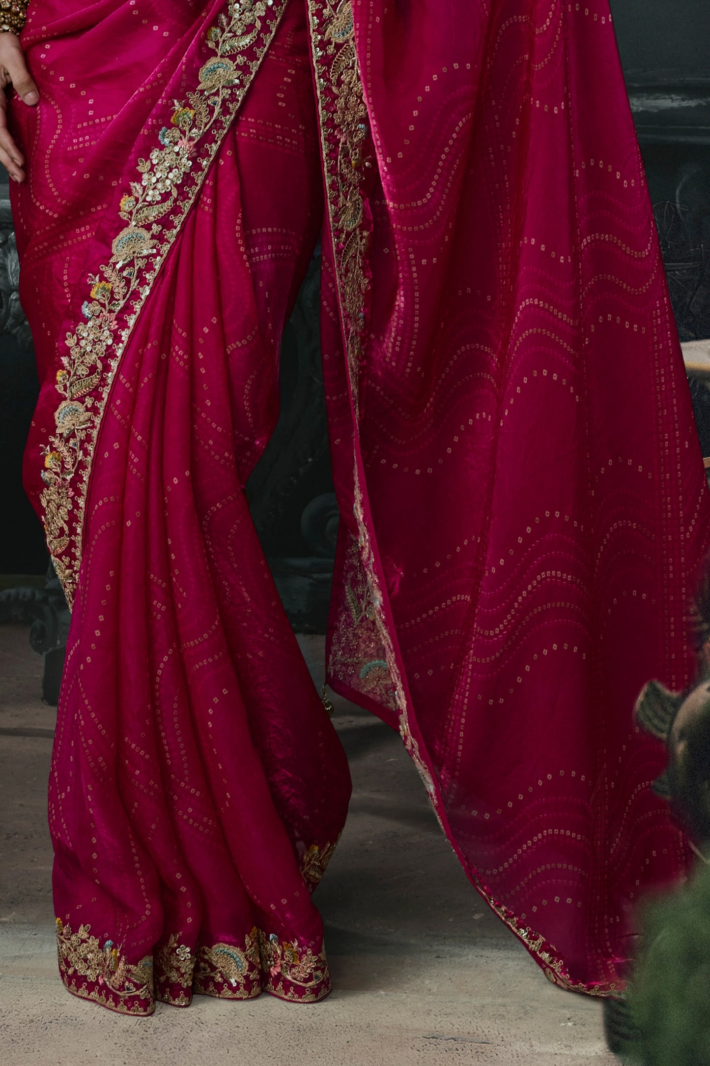 Rani Pink Embroidered Tissue Organza Saree-SAR13106_6_SareeButa.com