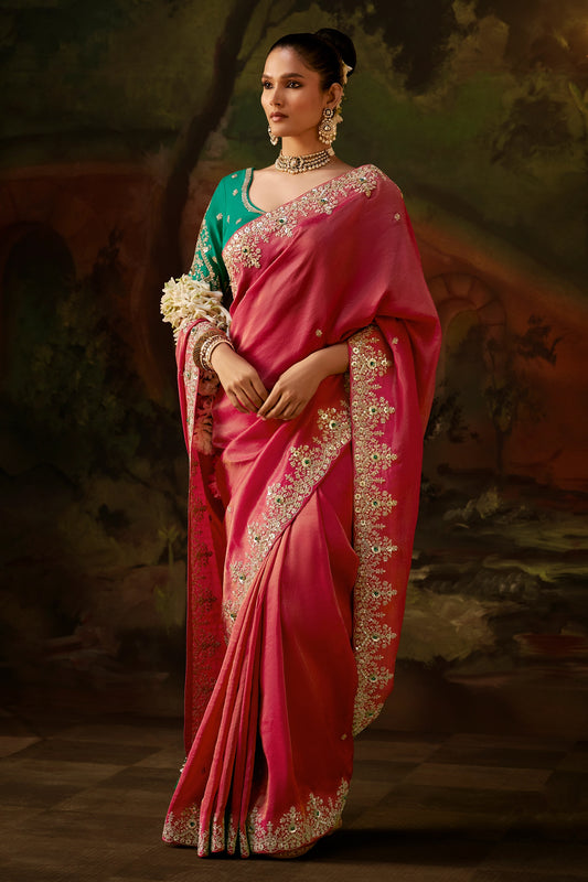 Rani Pink Embroidered Viscose Tissue Saree-SAR13256_1_SareeButa.com