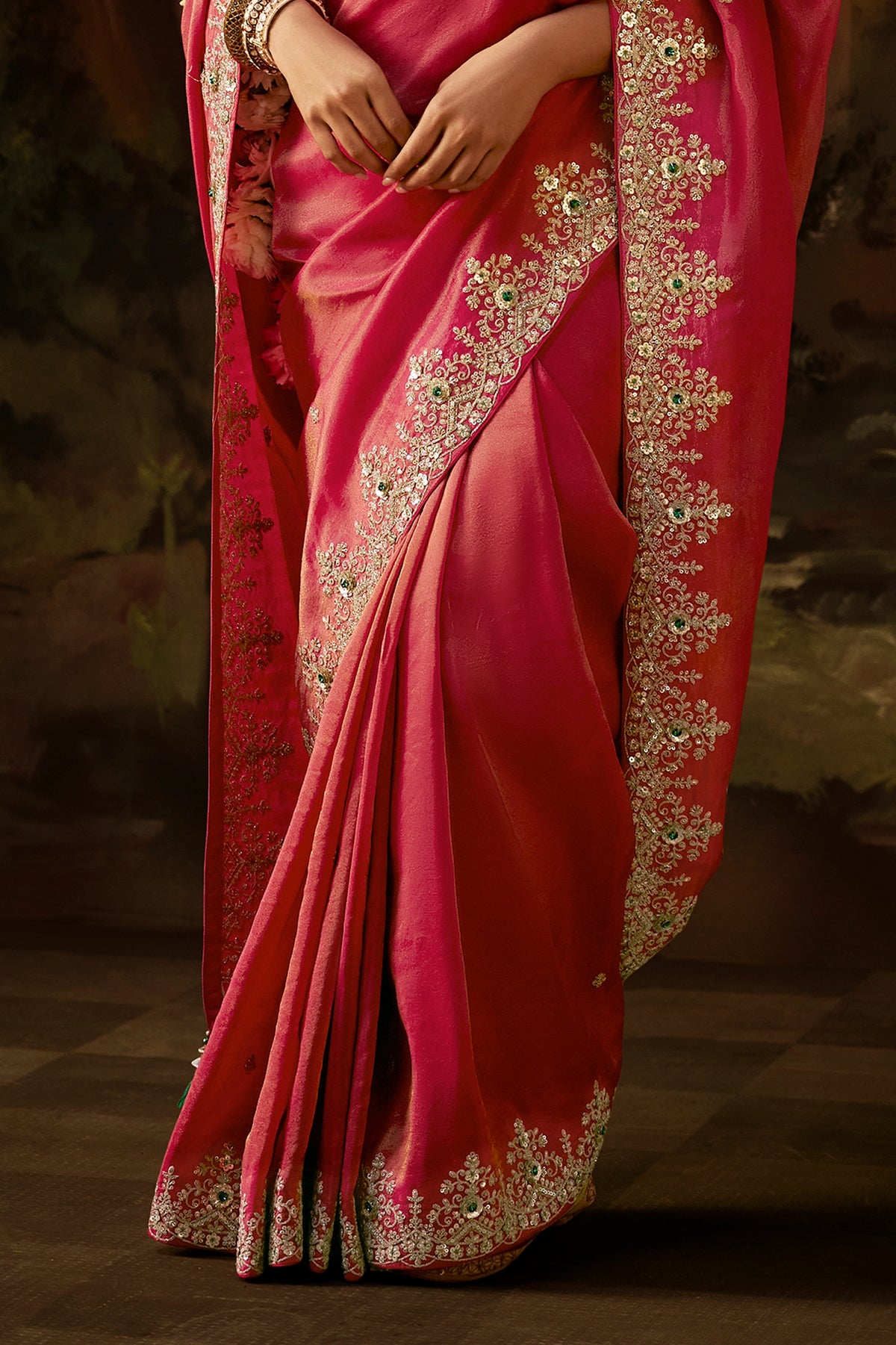 Rani Pink Embroidered Viscose Tissue Saree-SAR13256_4_SareeButa.com