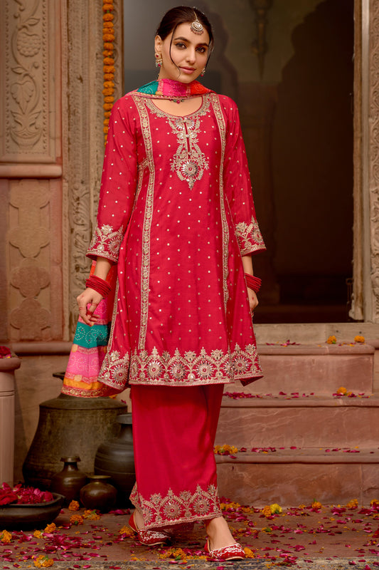 Rani Pink Readymade Chinon A-line Palazzo Suit-SS648_1_SareeButa.com