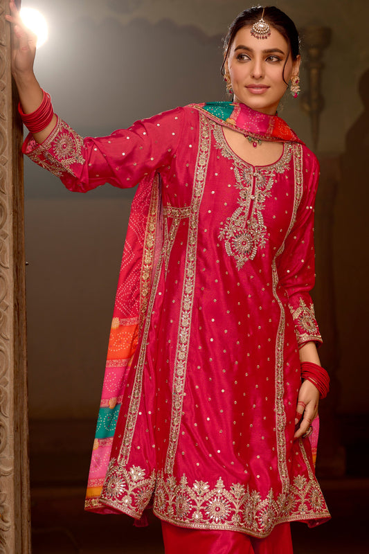 Rani Pink Readymade Chinon A-line Palazzo Suit-SS648_2_SareeButa.com