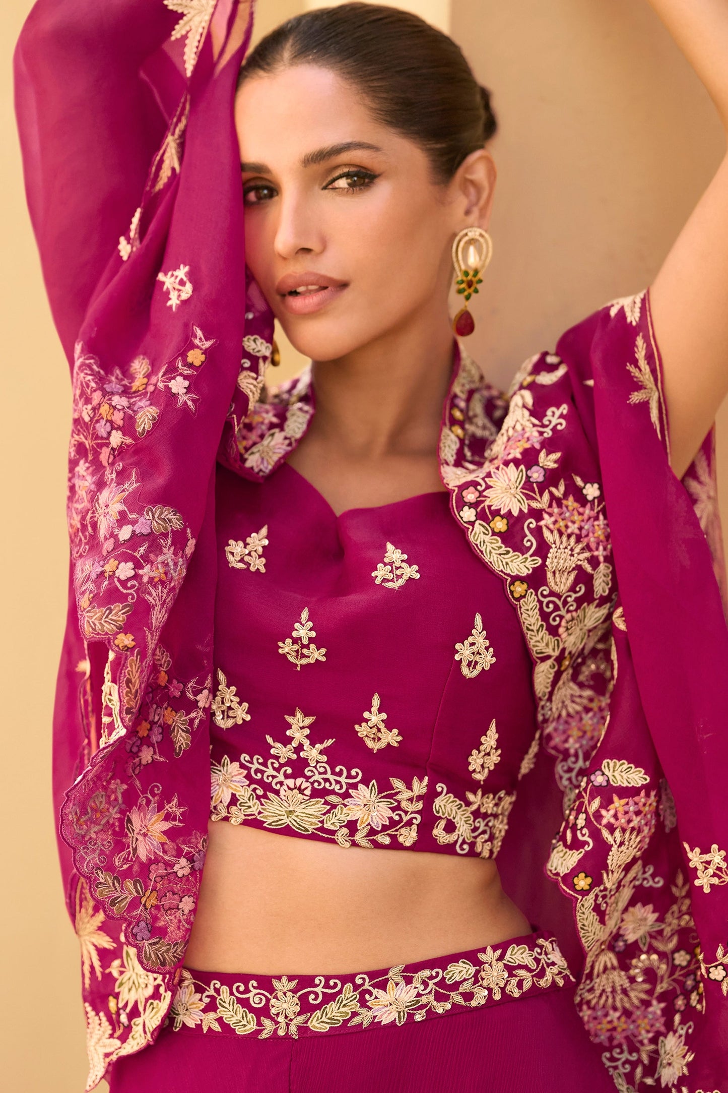 Rani Pink Readymade Chinon Palazzo Set-SAR10947_3_SareeButa.com