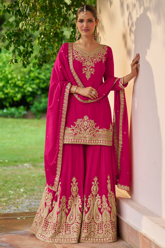 Rani Pink Readymade Chinon Palazzo Suit-SAR11683_1_SareeButa.com