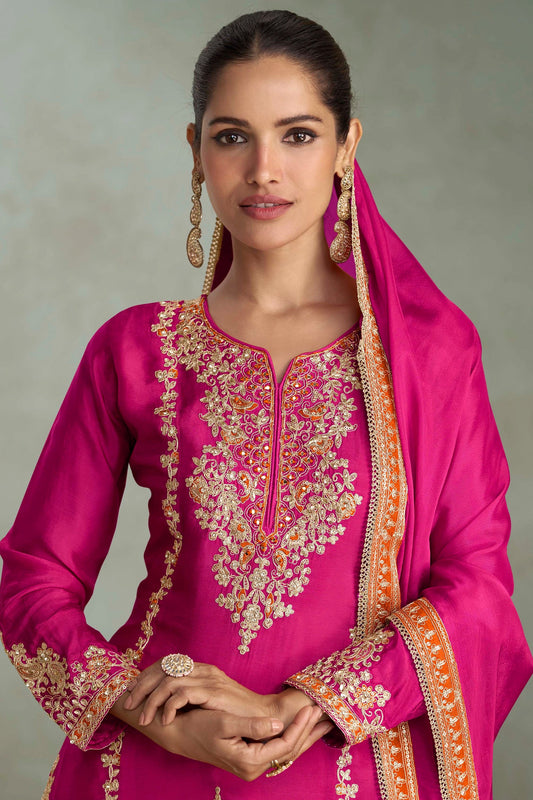 Rani Pink Readymade Embroidered Chinon Suit-SAR10644_2_SareeButa.com