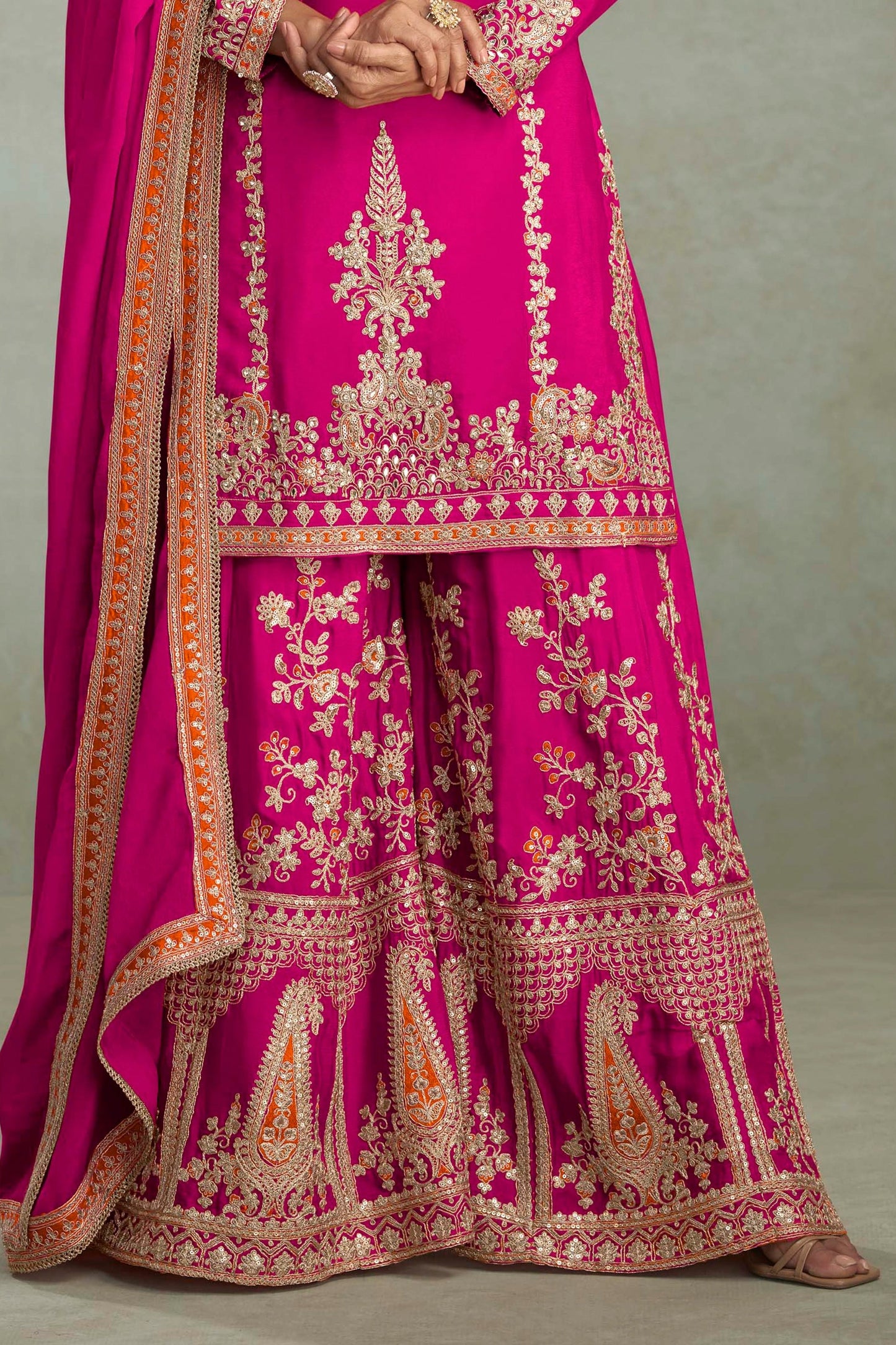 Rani Pink Readymade Embroidered Chinon Suit-SAR10644_4_SareeButa.com
