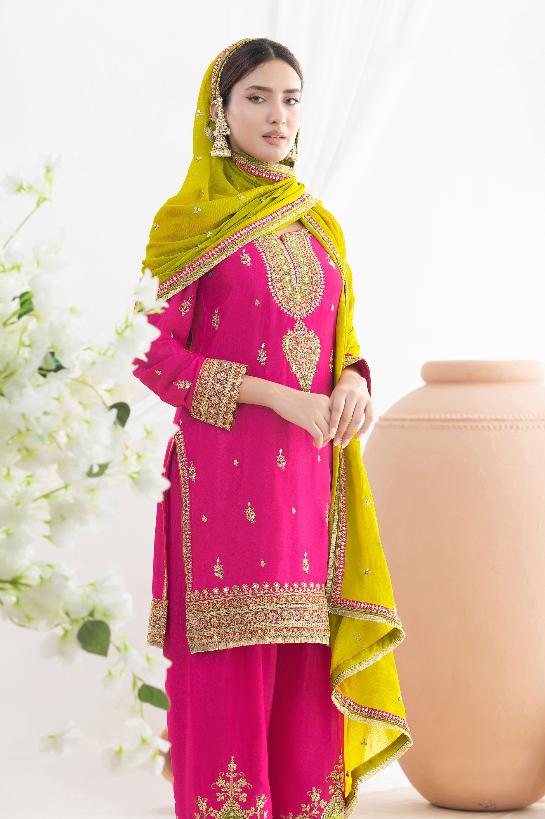 Rani Pink Readymade Embroidered Chinon Suit-SAR10784_2_SareeButa.com