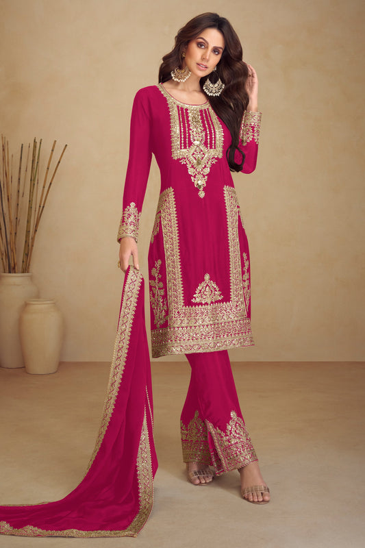 Rani Pink Readymade Embroidered Chinon Suit-SAR10808_1_SareeButa.com