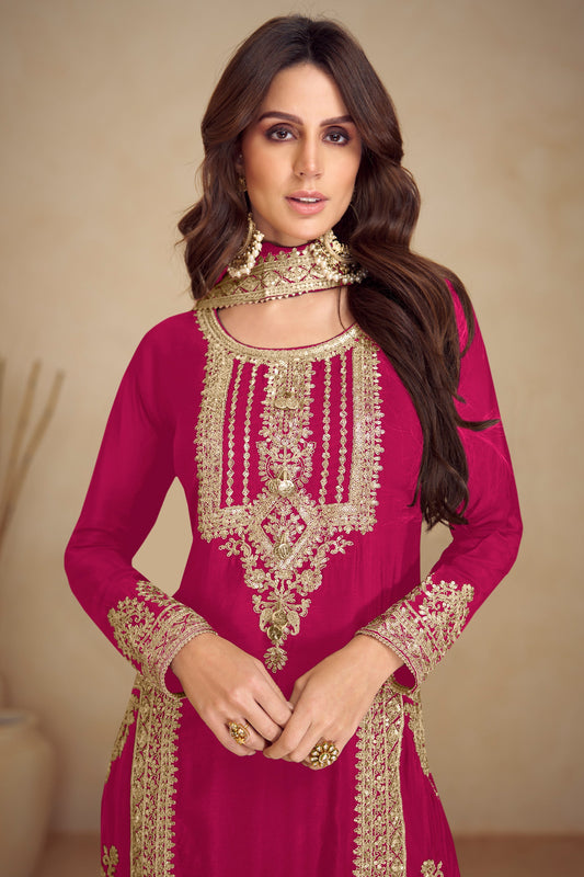 Rani Pink Readymade Embroidered Chinon Suit-SAR10808_2_SareeButa.com