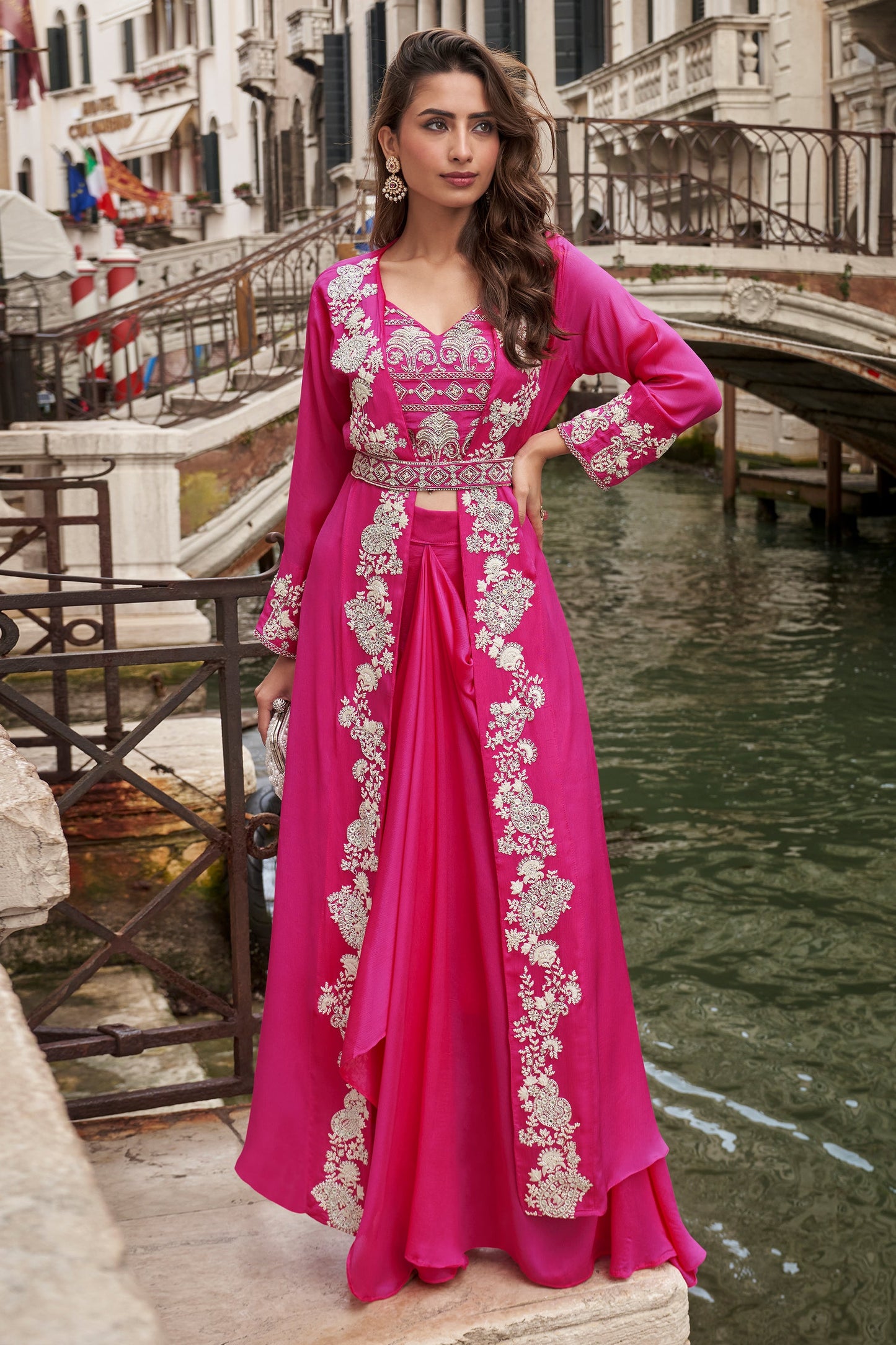 Rani Pink Readymade Embroidered Skirt Set-SAR10664_1_SareeButa.com