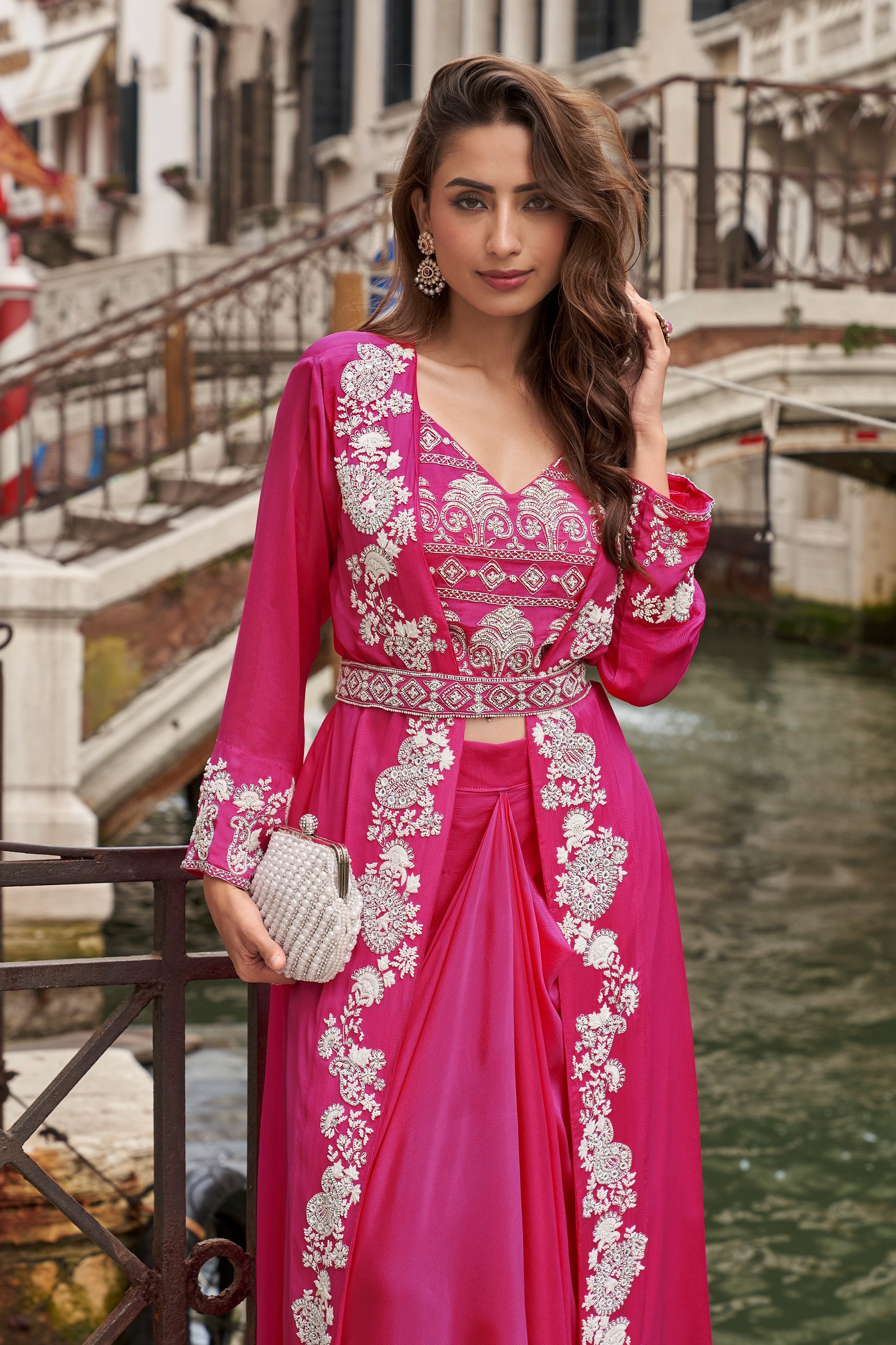 Rani Pink Readymade Embroidered Skirt Set-SAR10664_2_SareeButa.com