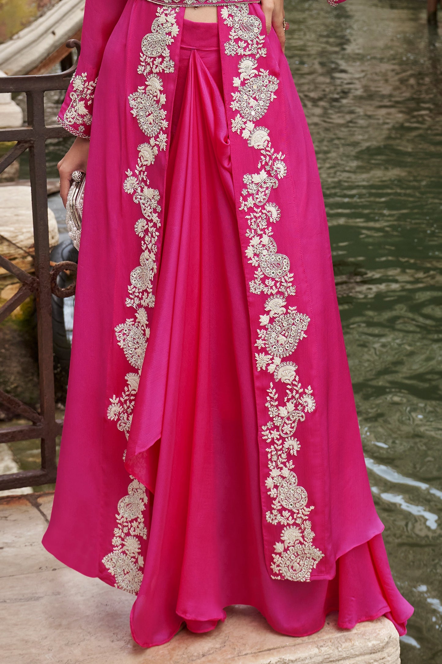 Rani Pink Readymade Embroidered Skirt Set-SAR10664_5_SareeButa.com