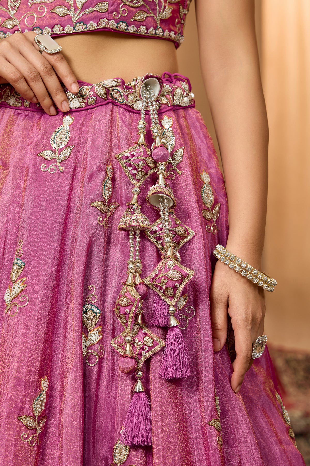 Rani Pink Readymade Embroidered Tissue Lehenga-SAR12868_4_SareeButa.com