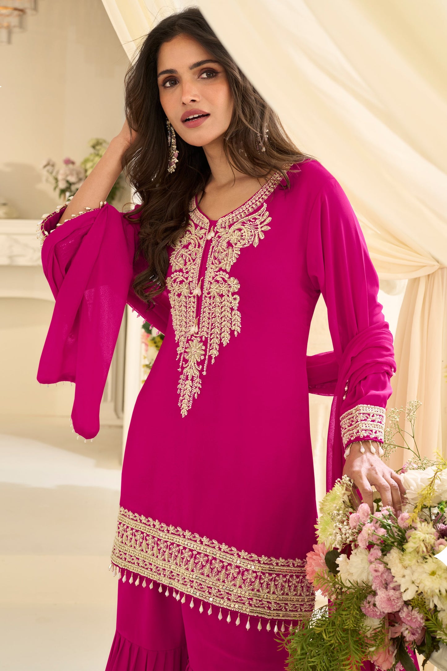 Rani Pink Readymade Georgette Sharara Suit-SAR12131_3_SareeButa.com
