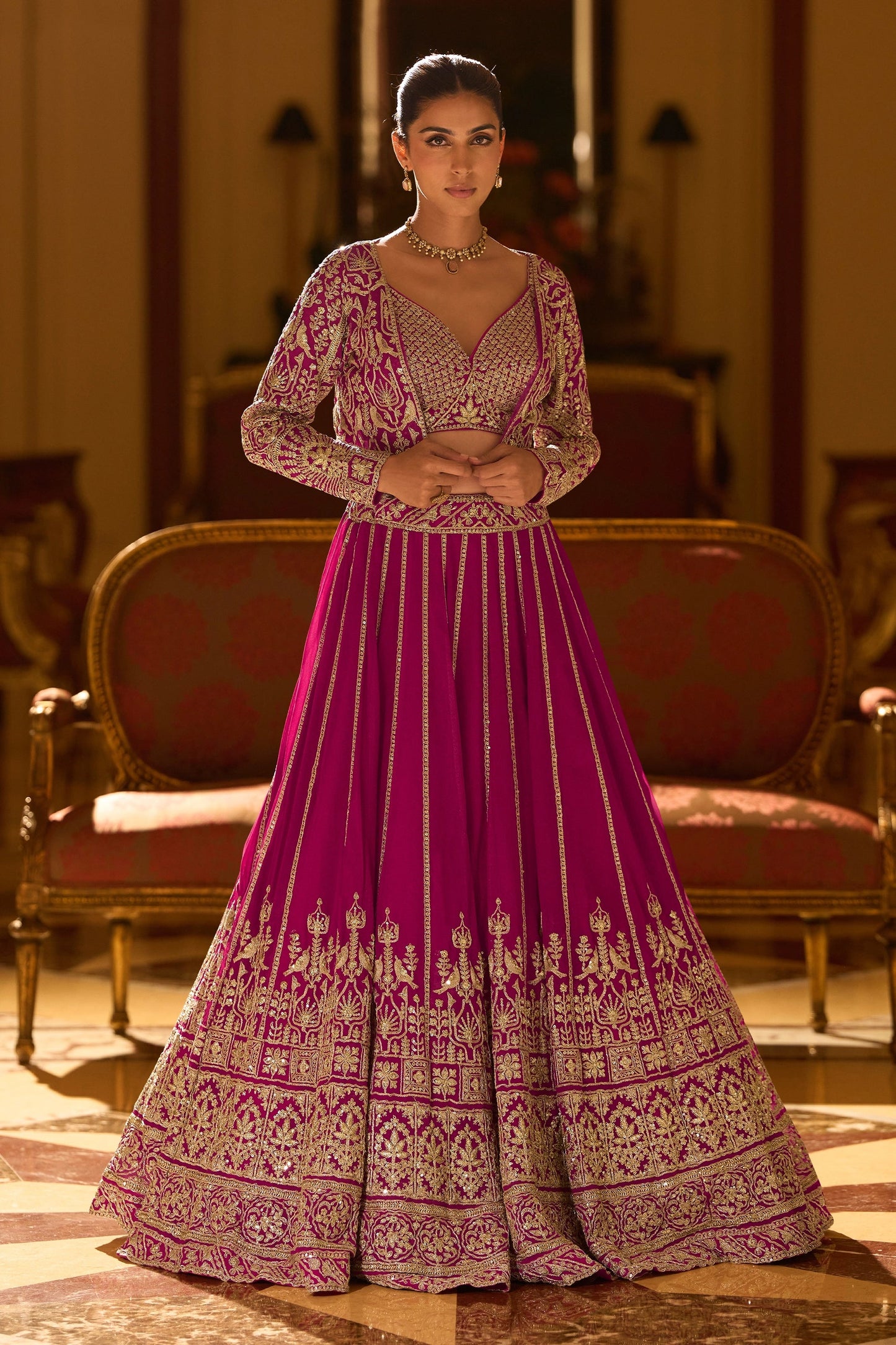 Rani Pink Readymade Georgette Skirt Set With Jacket-SAR10954_1_SareeButa.com