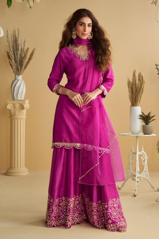 Rani Pink Readymade Mirror Work Silk Suit-SAR10768_1_SareeButa.com