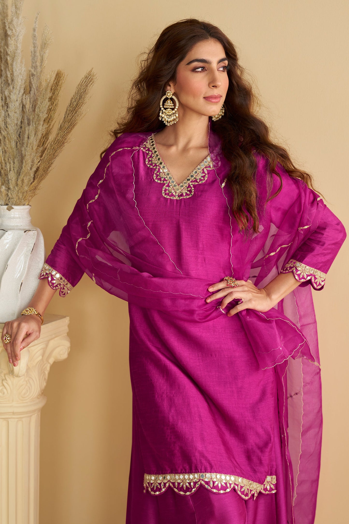 Rani Pink Readymade Mirror Work Silk Suit-SAR10768_2_SareeButa.com