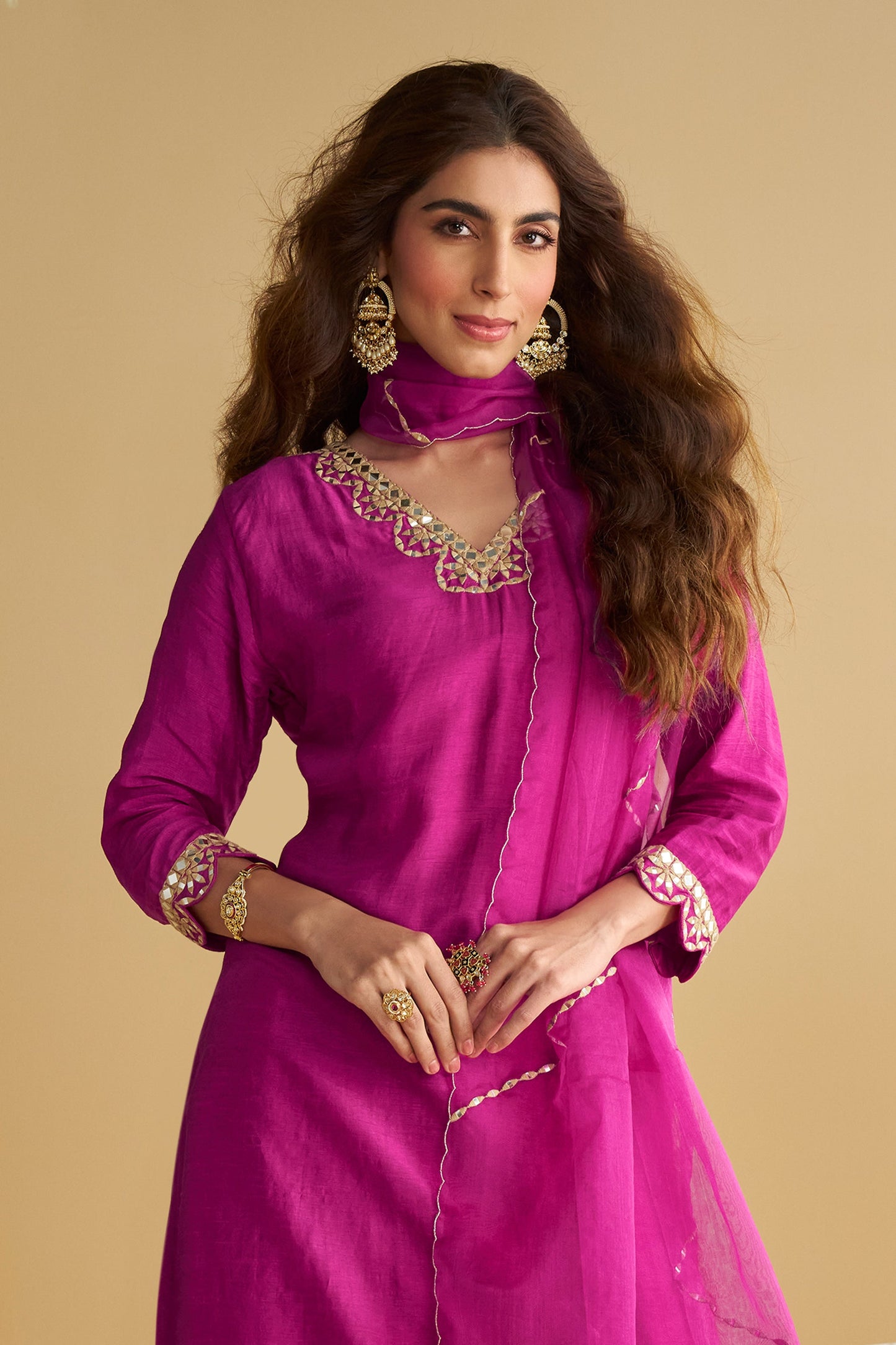 Rani Pink Readymade Mirror Work Silk Suit-SAR10768_3_SareeButa.com